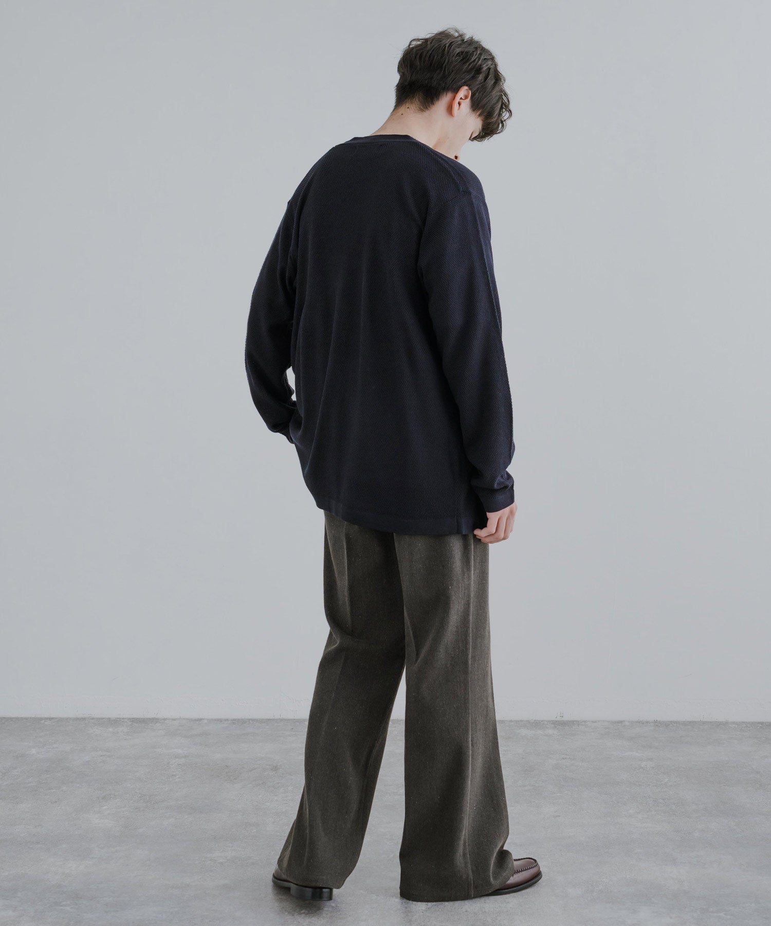 Rocky Monroe Buttonless Cardigan Linen Touch Men's Women's Casual Big Silhouette Plain Simple Pair Matching Relaxed Loose Pique Knit Polo Fabric