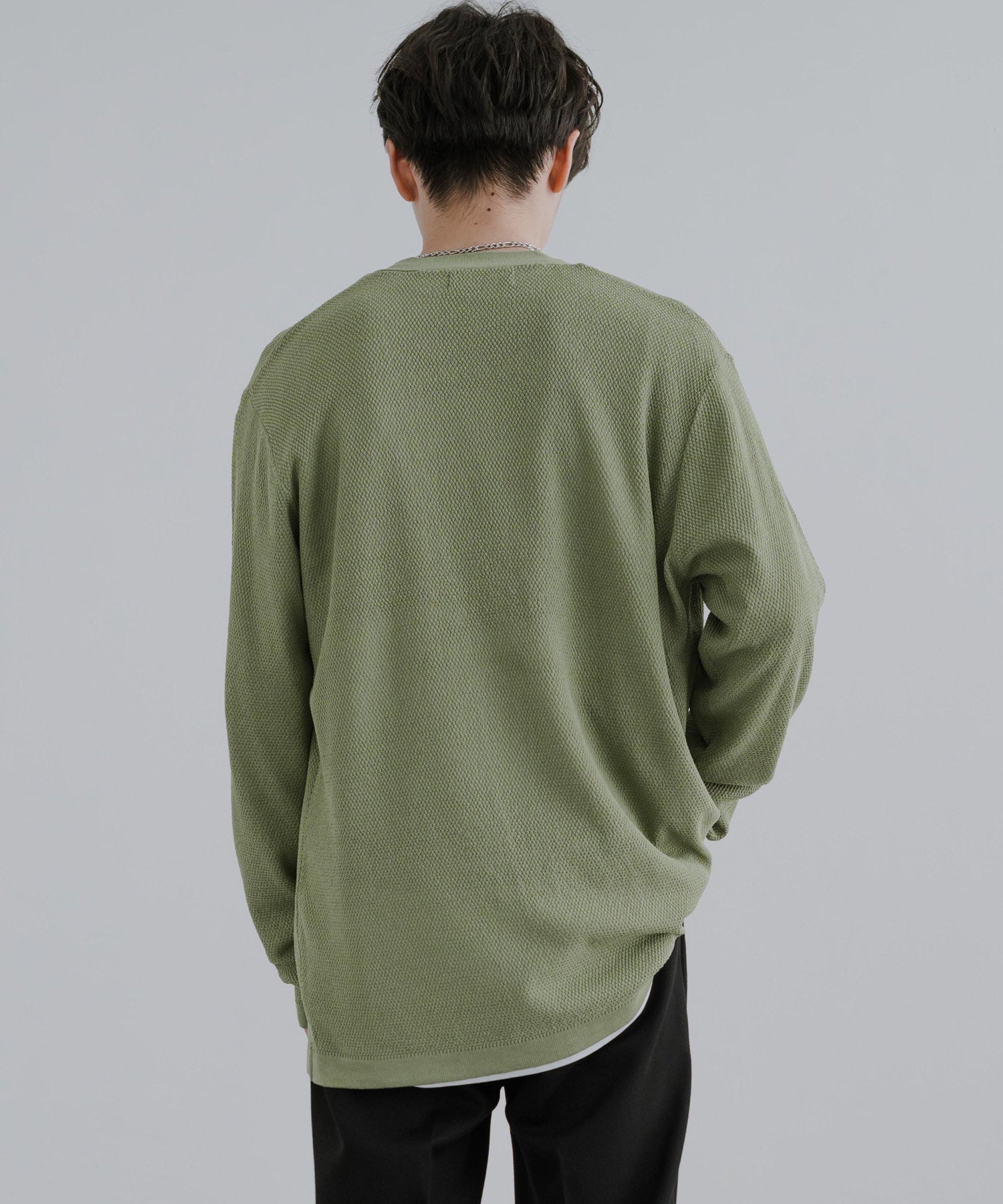 Rocky Monroe Buttonless Cardigan Linen Touch Men's Women's Casual Big Silhouette Plain Simple Pair Matching Relaxed Loose Pique Knit Polo Fabric