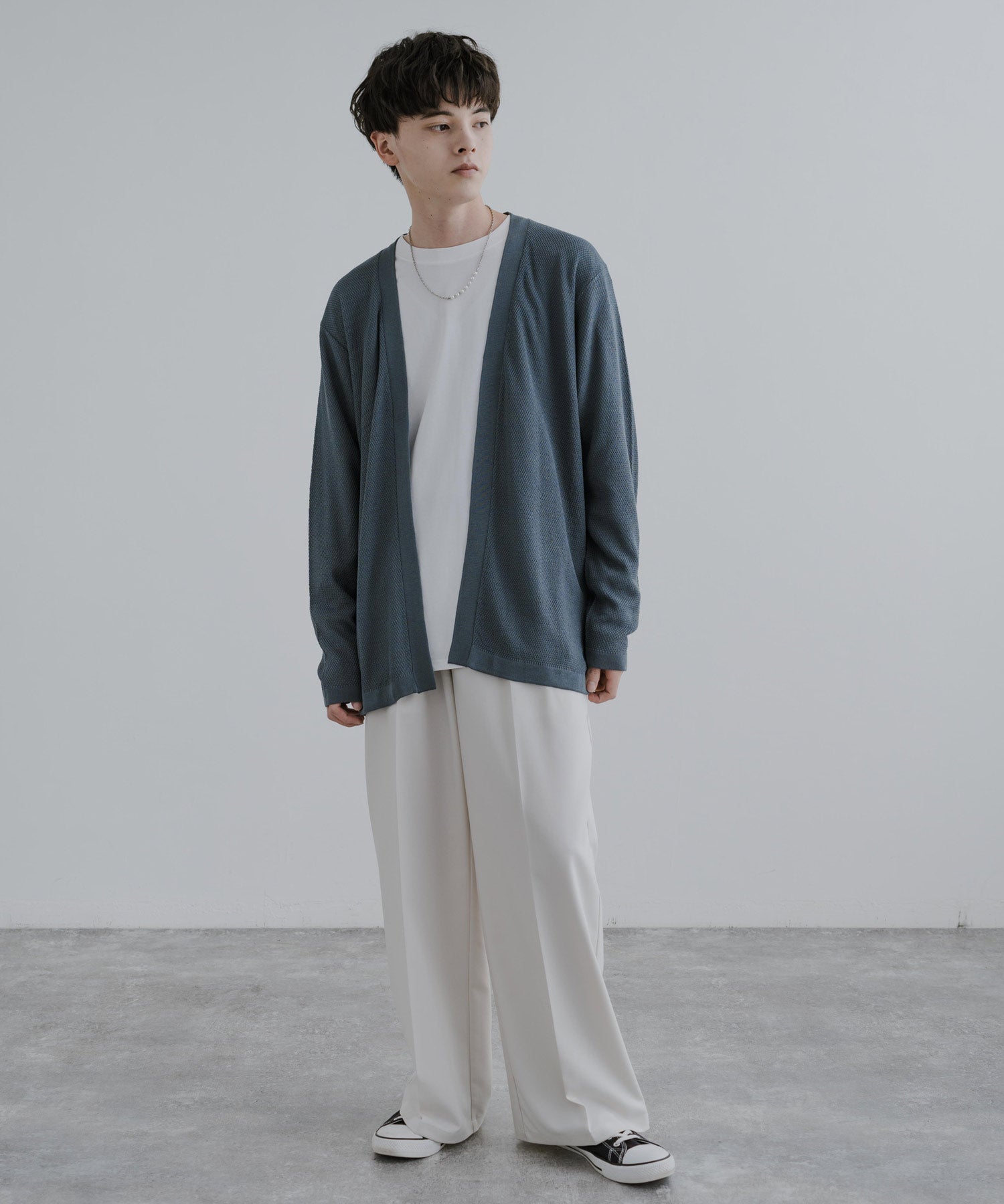 Rocky Monroe Buttonless Cardigan Linen Touch Men's Women's Casual Big Silhouette Plain Simple Pair Matching Relaxed Loose Pique Knit Polo Fabric