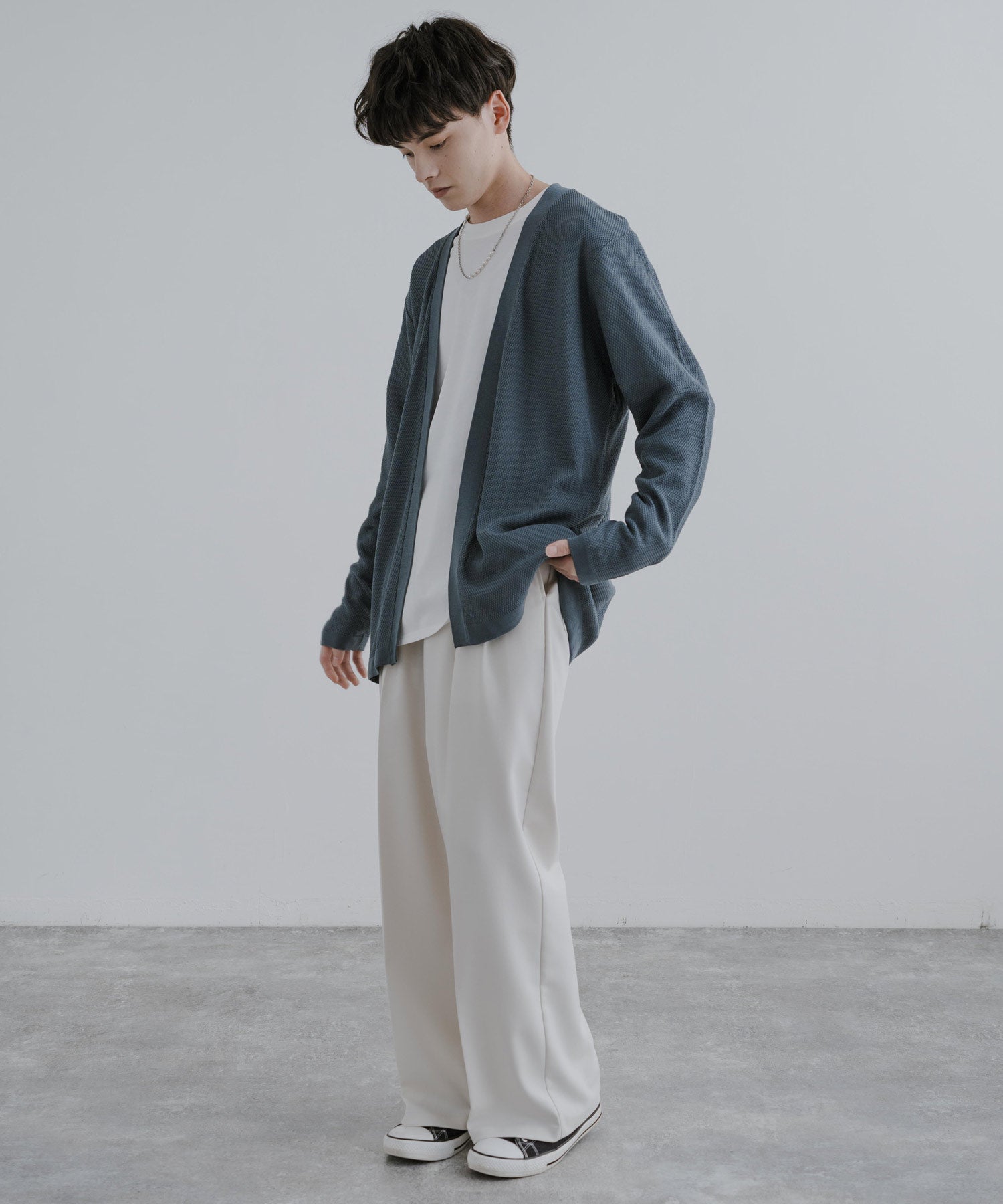 Rocky Monroe Buttonless Cardigan Linen Touch Men's Women's Casual Big Silhouette Plain Simple Pair Matching Relaxed Loose Pique Knit Polo Fabric