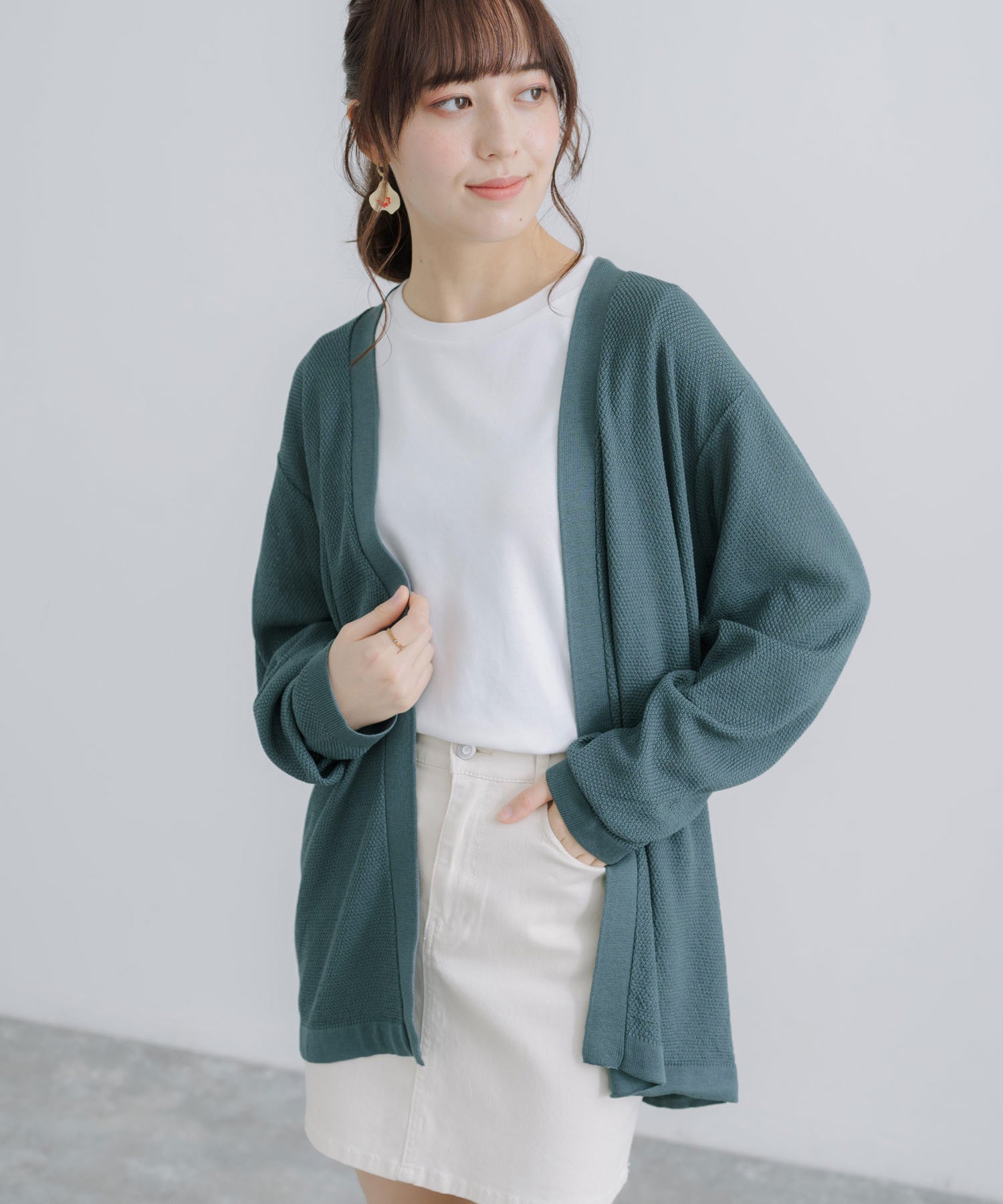 Rocky Monroe Buttonless Cardigan Linen Touch Men's Women's Casual Big Silhouette Plain Simple Pair Matching Relaxed Loose Pique Knit Polo Fabric