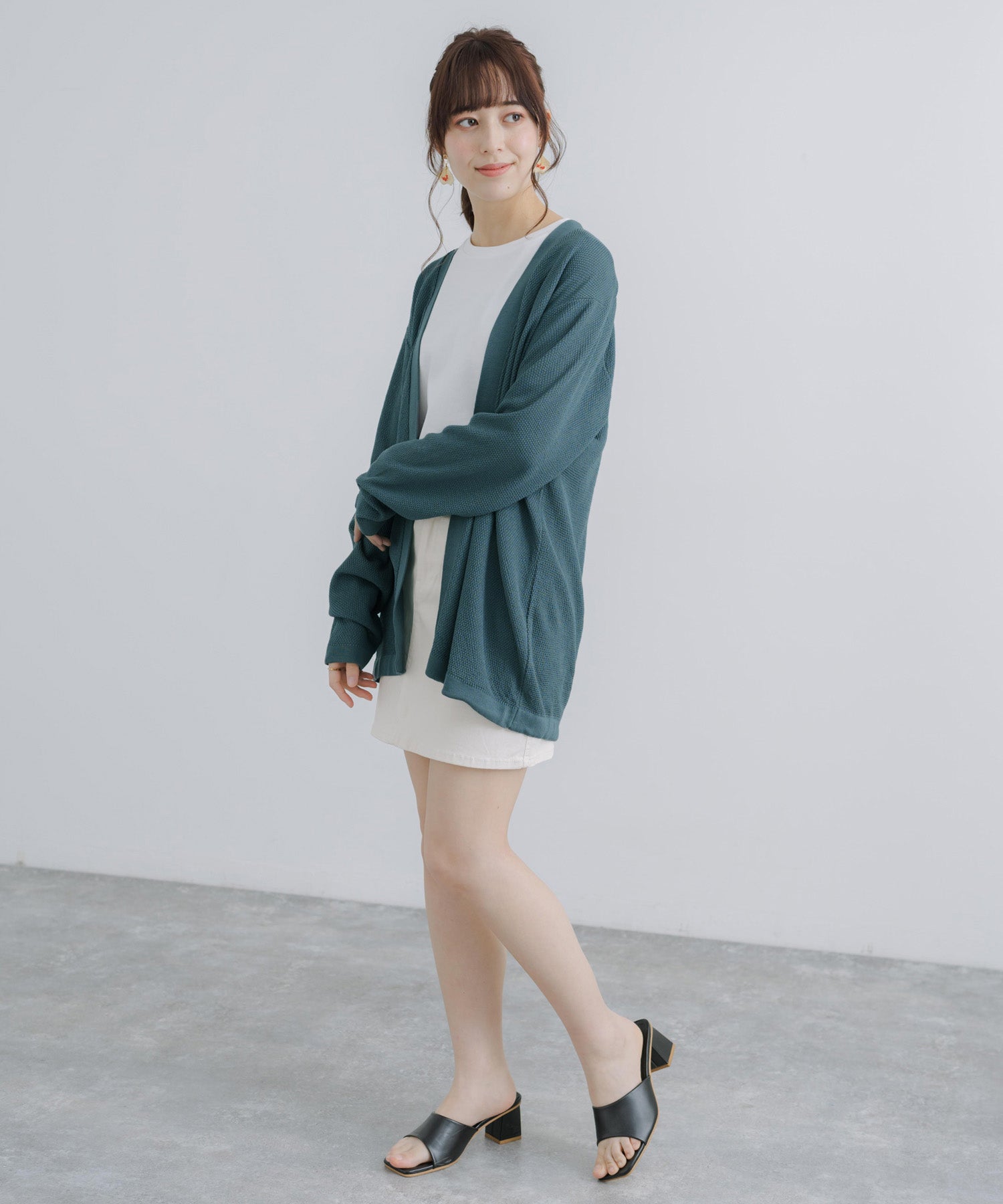 Rocky Monroe Buttonless Cardigan Linen Touch Men's Women's Casual Big Silhouette Plain Simple Pair Matching Relaxed Loose Pique Knit Polo Fabric