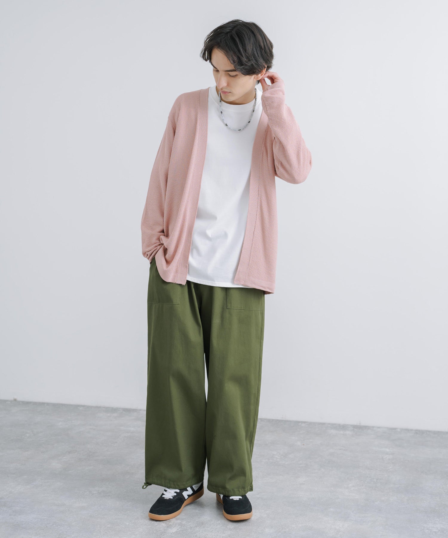Rocky Monroe Buttonless Cardigan Linen Touch Men's Women's Casual Big Silhouette Plain Simple Pair Matching Relaxed Loose Pique Knit Polo Fabric