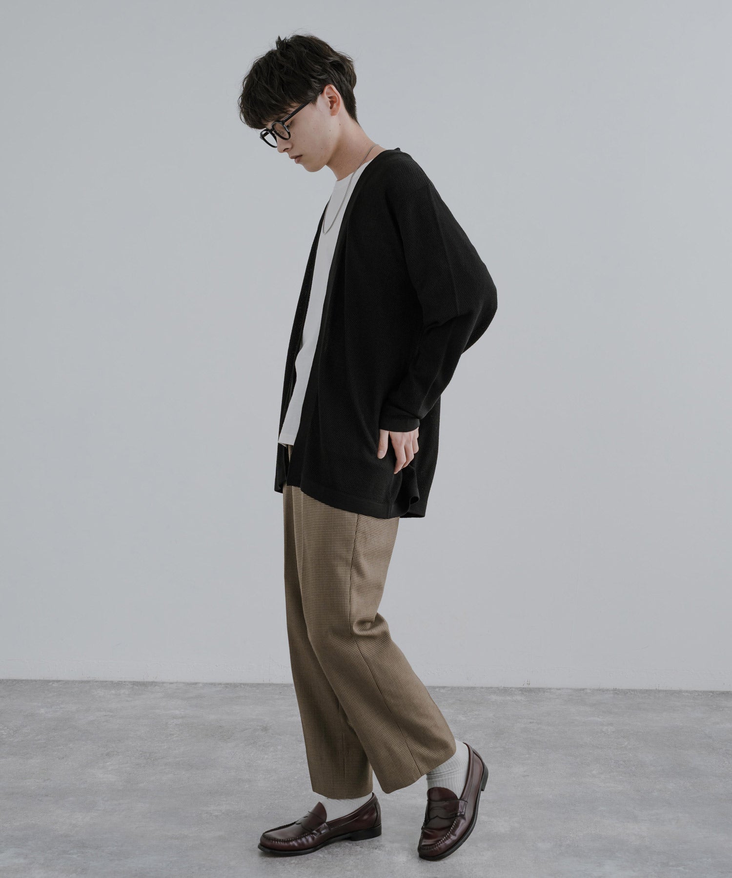 Rocky Monroe Buttonless Cardigan Linen Touch Men's Women's Casual Big Silhouette Plain Simple Pair Matching Relaxed Loose Pique Knit Polo Fabric