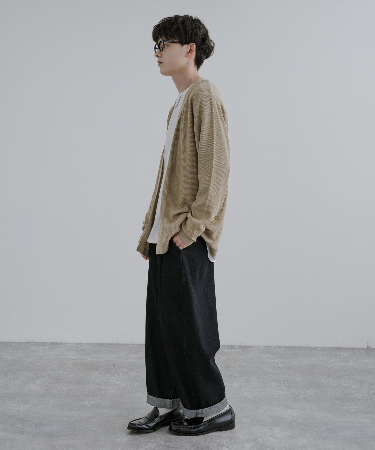 Rocky Monroe Buttonless Cardigan Linen Touch Men's Women's Casual Big Silhouette Plain Simple Pair Matching Relaxed Loose Pique Knit Polo Fabric