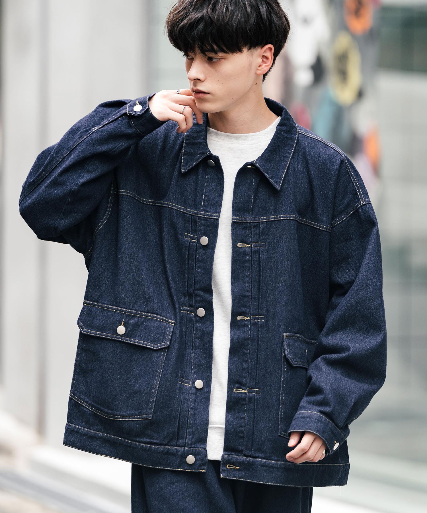 ロッキーモンロー Rocky Monroe セットアップ デニムジャケット ワイドパンツ メンズ レディース ライトアウター オーバーサイズ ビッグシルエット ゆったり ワーク セカンド 2nd Gジャン