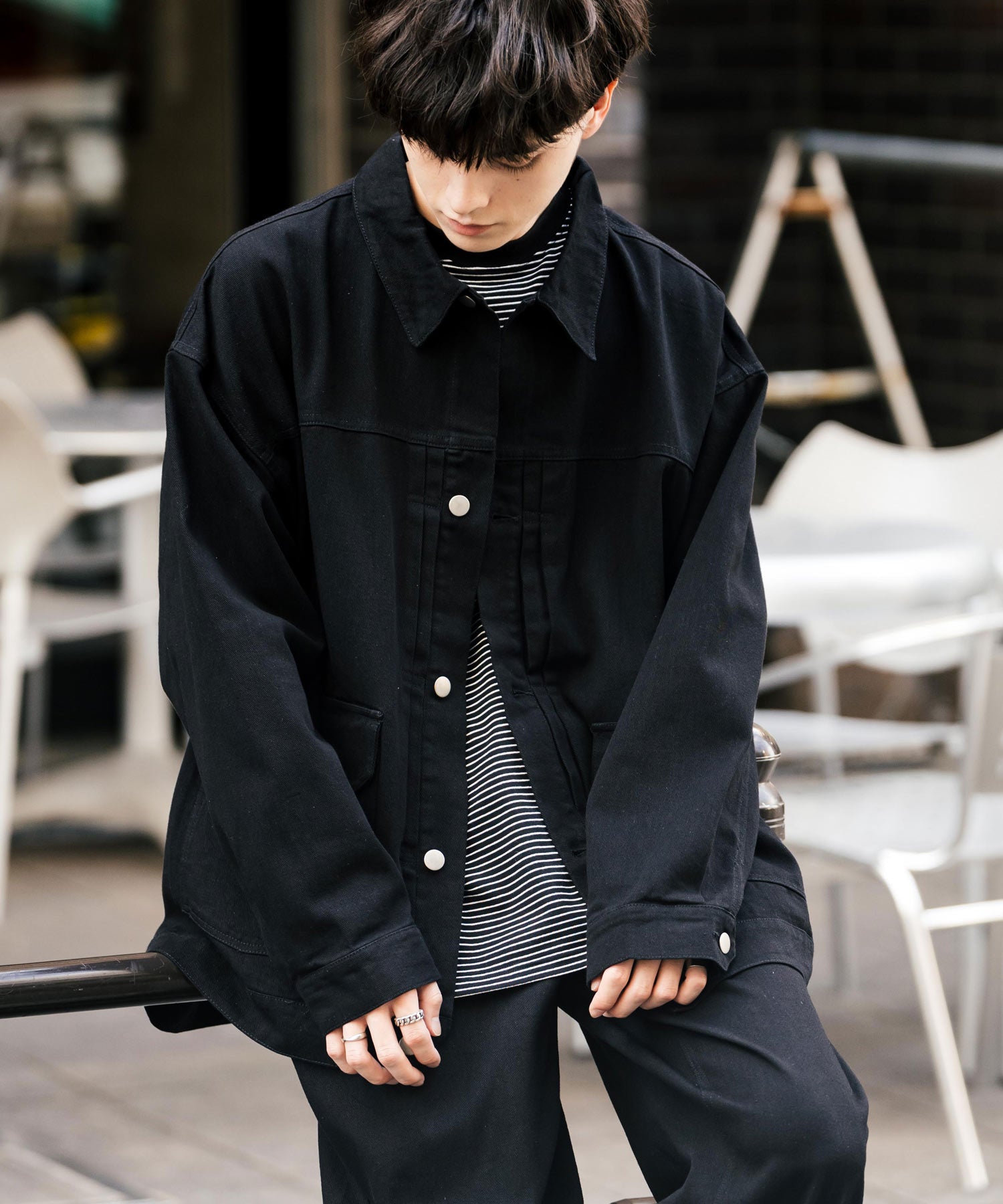 ロッキーモンロー Rocky Monroe セットアップ デニムジャケット ワイドパンツ メンズ レディース ライトアウター オーバーサイズ ビッグシルエット ゆったり ワーク セカンド 2nd Gジャン