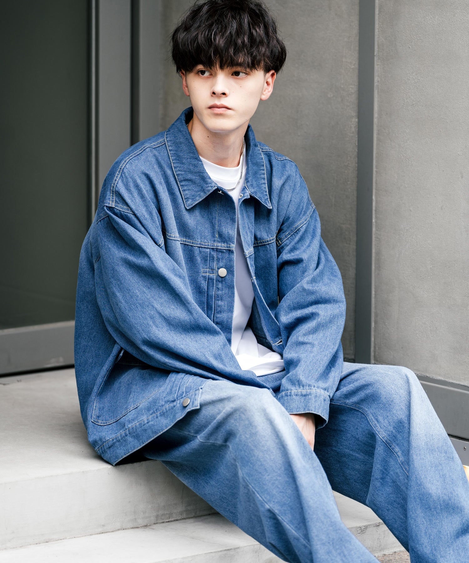 ロッキーモンロー Rocky Monroe セットアップ デニムジャケット ワイドパンツ メンズ レディース ライトアウター オーバーサイズ ビッグシルエット ゆったり ワーク セカンド 2nd Gジャン