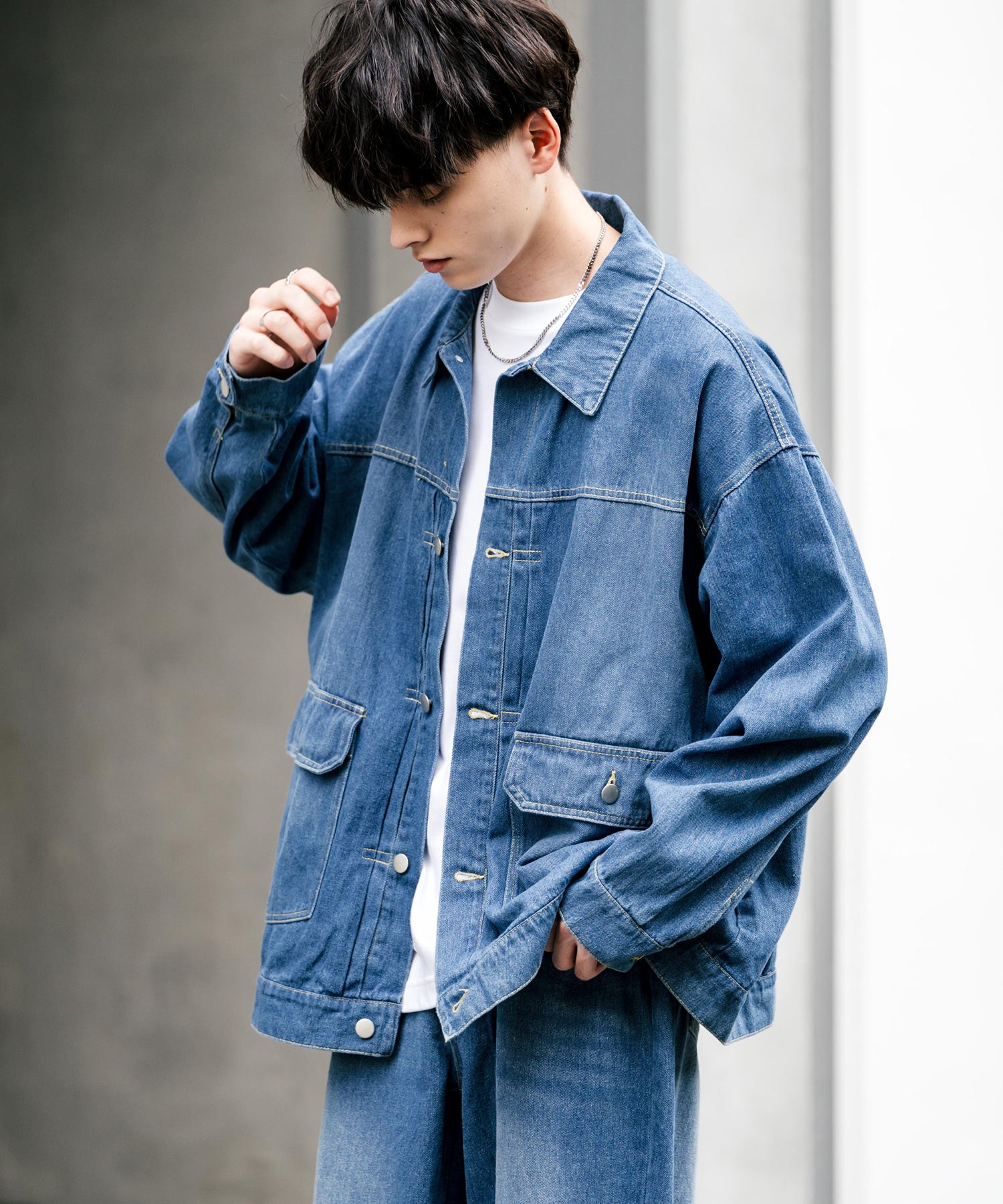 ロッキーモンロー Rocky Monroe セットアップ デニムジャケット ワイドパンツ メンズ レディース ライトアウター オーバーサイズ ビッグシルエット ゆったり ワーク セカンド 2nd Gジャン