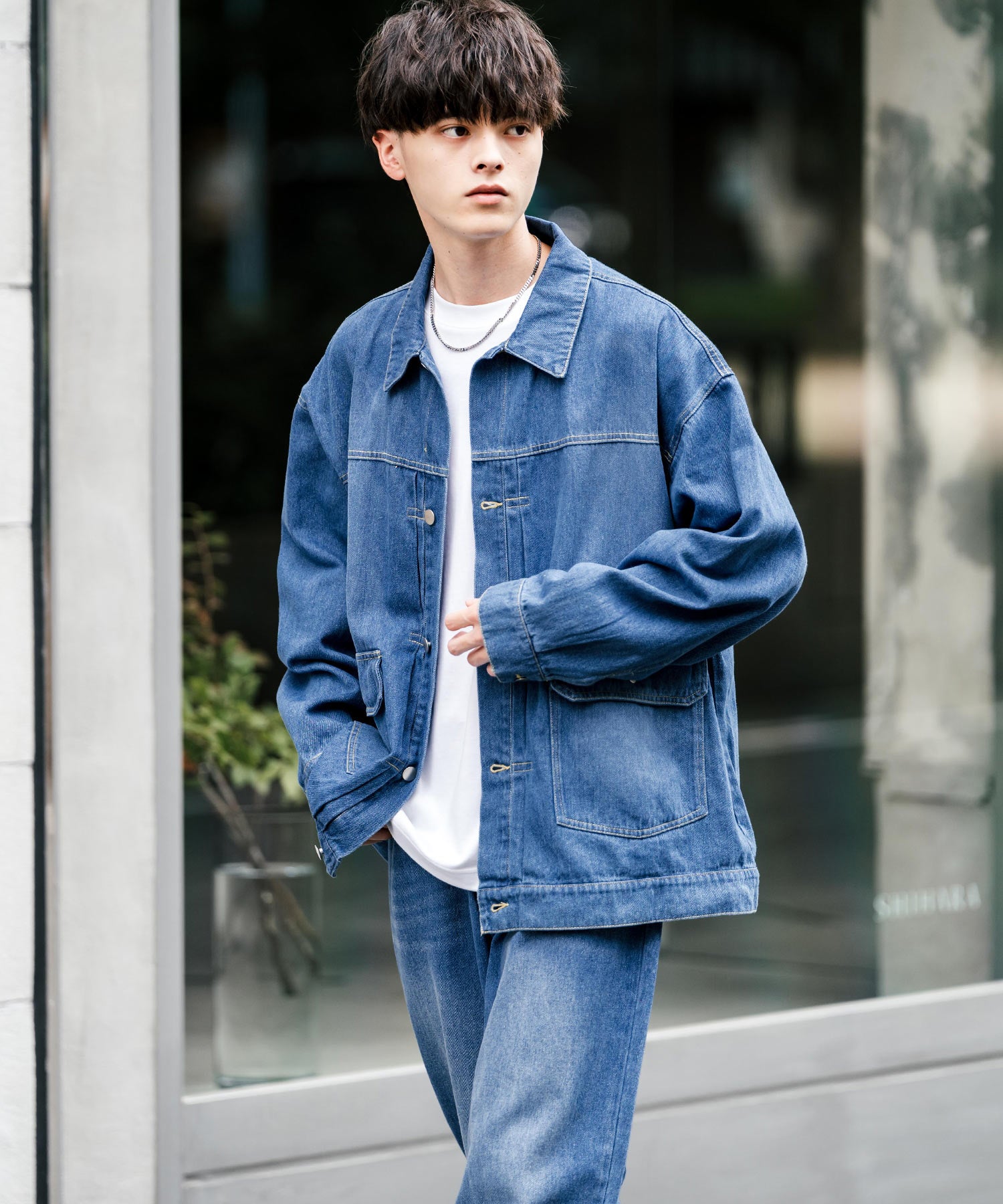 ロッキーモンロー Rocky Monroe セットアップ デニムジャケット ワイドパンツ メンズ レディース ライトアウター オーバーサイズ ビッグシルエット ゆったり ワーク セカンド 2nd Gジャン