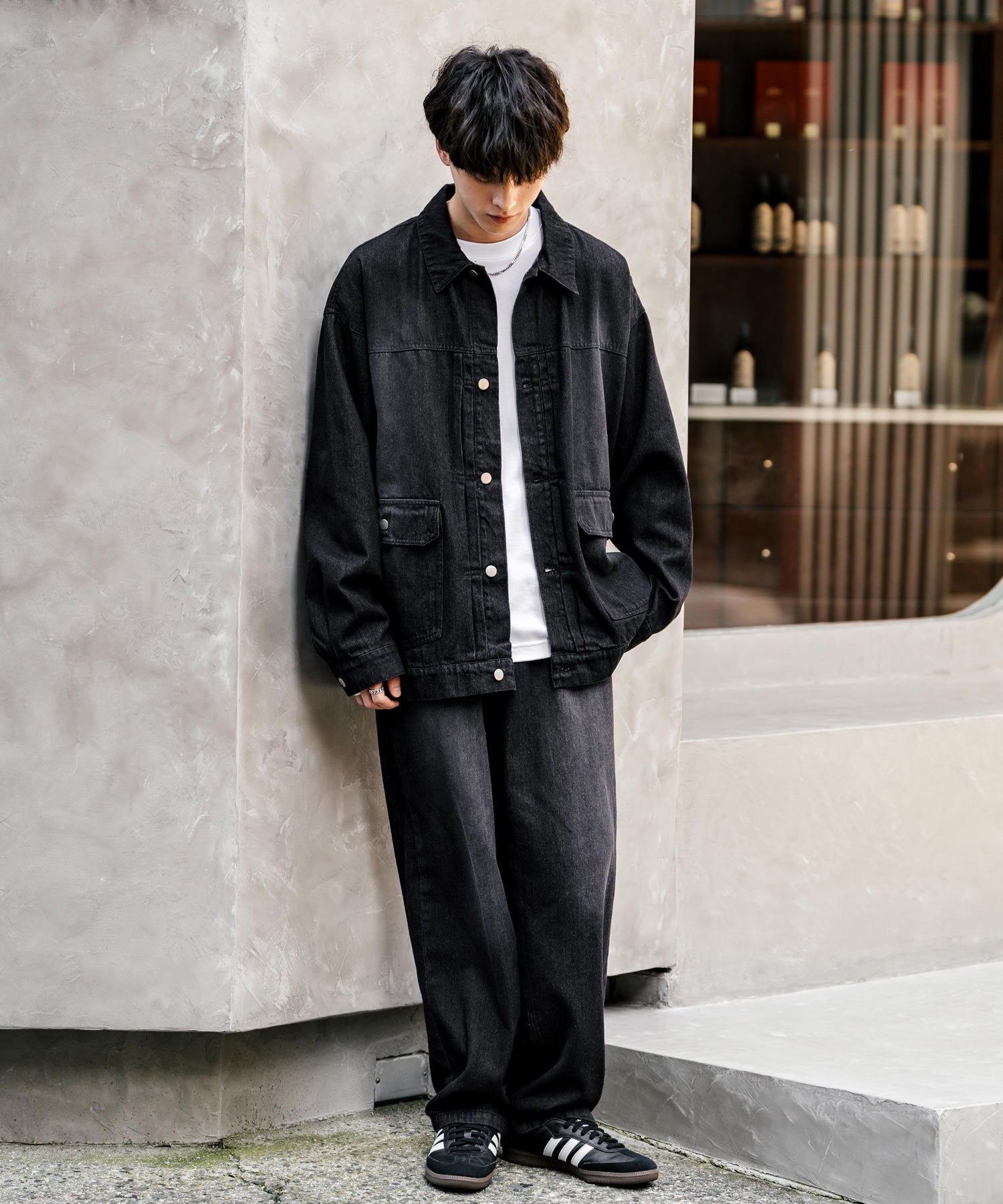 ロッキーモンロー Rocky Monroe セットアップ デニムジャケット ワイドパンツ メンズ レディース ライトアウター オーバーサイズ ビッグシルエット ゆったり ワーク セカンド 2nd Gジャン