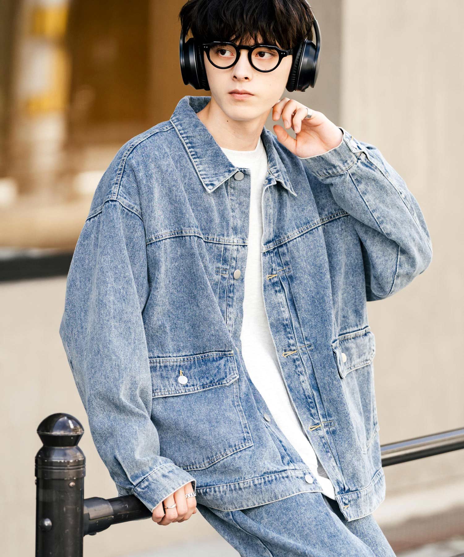 ロッキーモンロー Rocky Monroe セットアップ デニムジャケット ワイドパンツ メンズ レディース ライトアウター オーバーサイズ ビッグシルエット ゆったり ワーク セカンド 2nd Gジャン