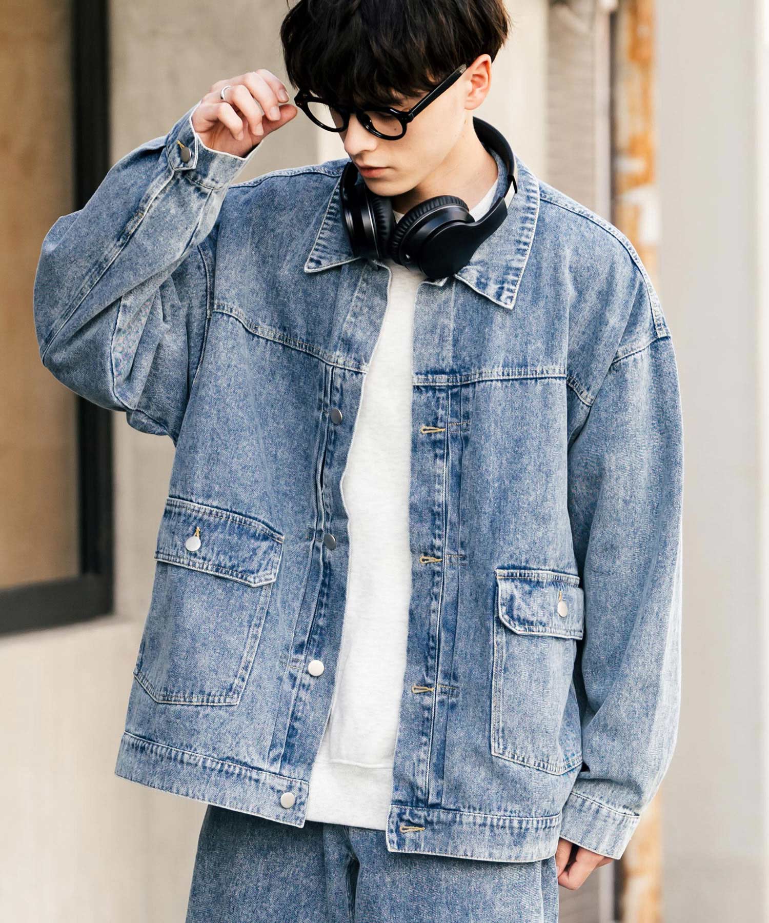 ロッキーモンロー Rocky Monroe セットアップ デニムジャケット ワイドパンツ メンズ レディース ライトアウター オーバーサイズ ビッグシルエット ゆったり ワーク セカンド 2nd Gジャン