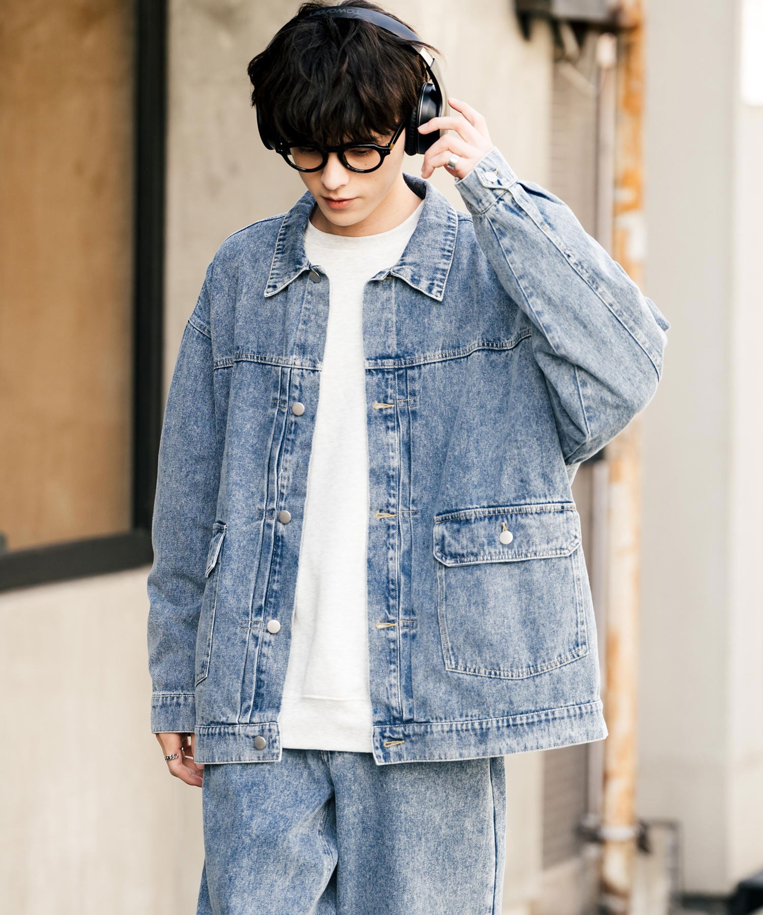 ロッキーモンロー Rocky Monroe セットアップ デニムジャケット ワイドパンツ メンズ レディース ライトアウター オーバーサイズ ビッグシルエット ゆったり ワーク セカンド 2nd Gジャン