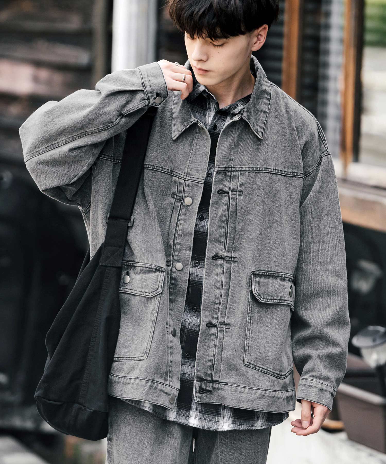 ロッキーモンロー Rocky Monroe セットアップ デニムジャケット ワイドパンツ メンズ レディース ライトアウター オーバーサイズ ビッグシルエット ゆったり ワーク セカンド 2nd Gジャン