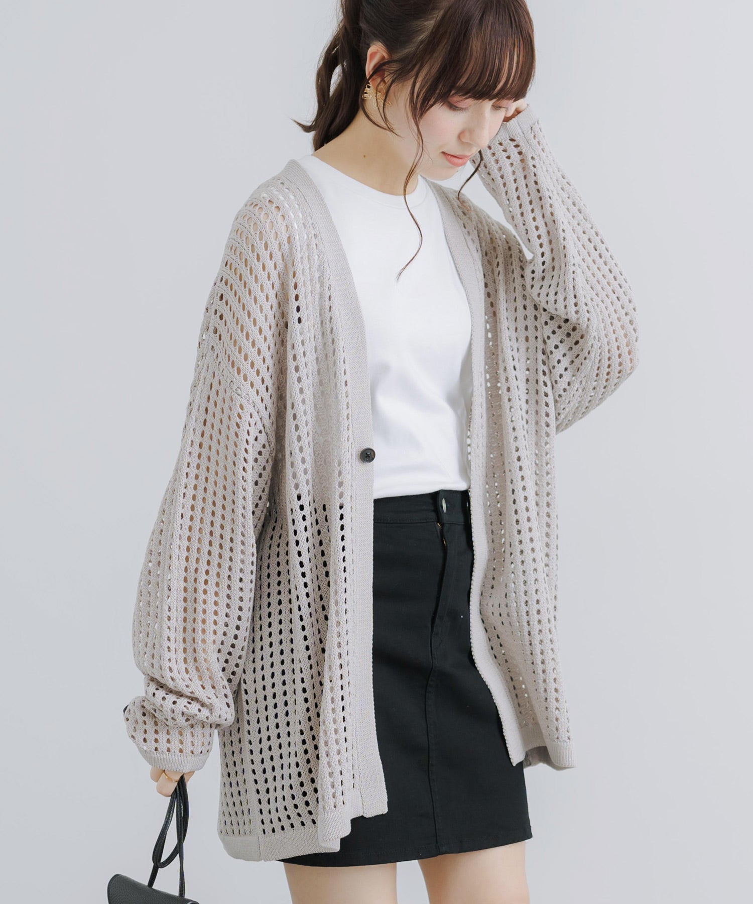Rocky Monroe Cardigan Mesh Knit V-Neck Men’s Women’s Simple Casual Linen Touch Linen-Like Plain Summer Knit Big Silhouette Oversized