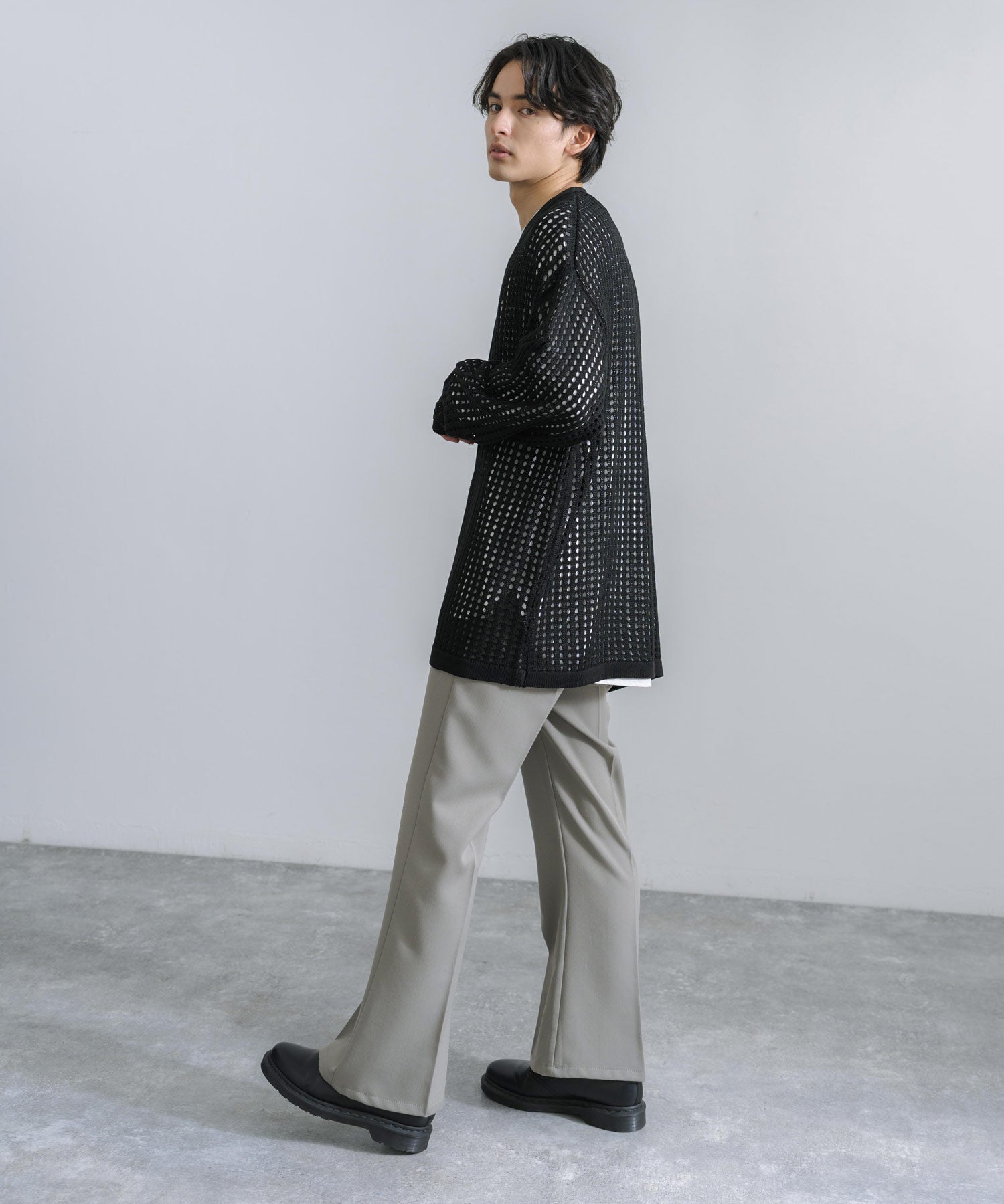 Rocky Monroe Cardigan Mesh Knit V-Neck Men’s Women’s Simple Casual Linen Touch Linen-Like Plain Summer Knit Big Silhouette Oversized