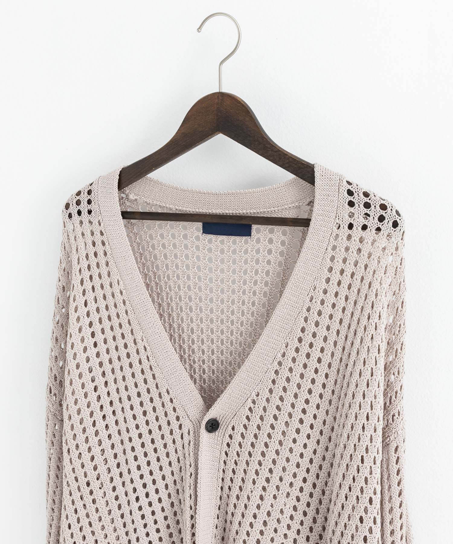 Rocky Monroe Cardigan Mesh Knit V-Neck Men’s Women’s Simple Casual Linen Touch Linen-Like Plain Summer Knit Big Silhouette Oversized