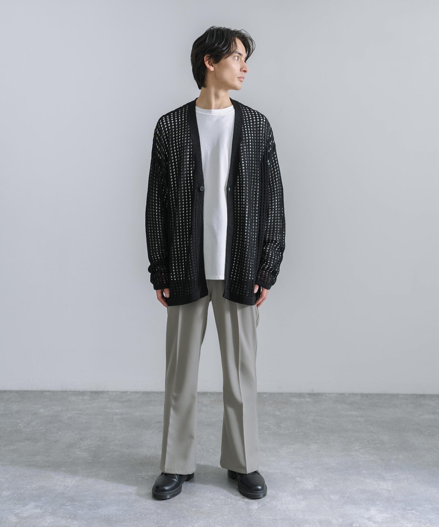 Rocky Monroe Cardigan Mesh Knit V-Neck Men’s Women’s Simple Casual Linen Touch Linen-Like Plain Summer Knit Big Silhouette Oversized