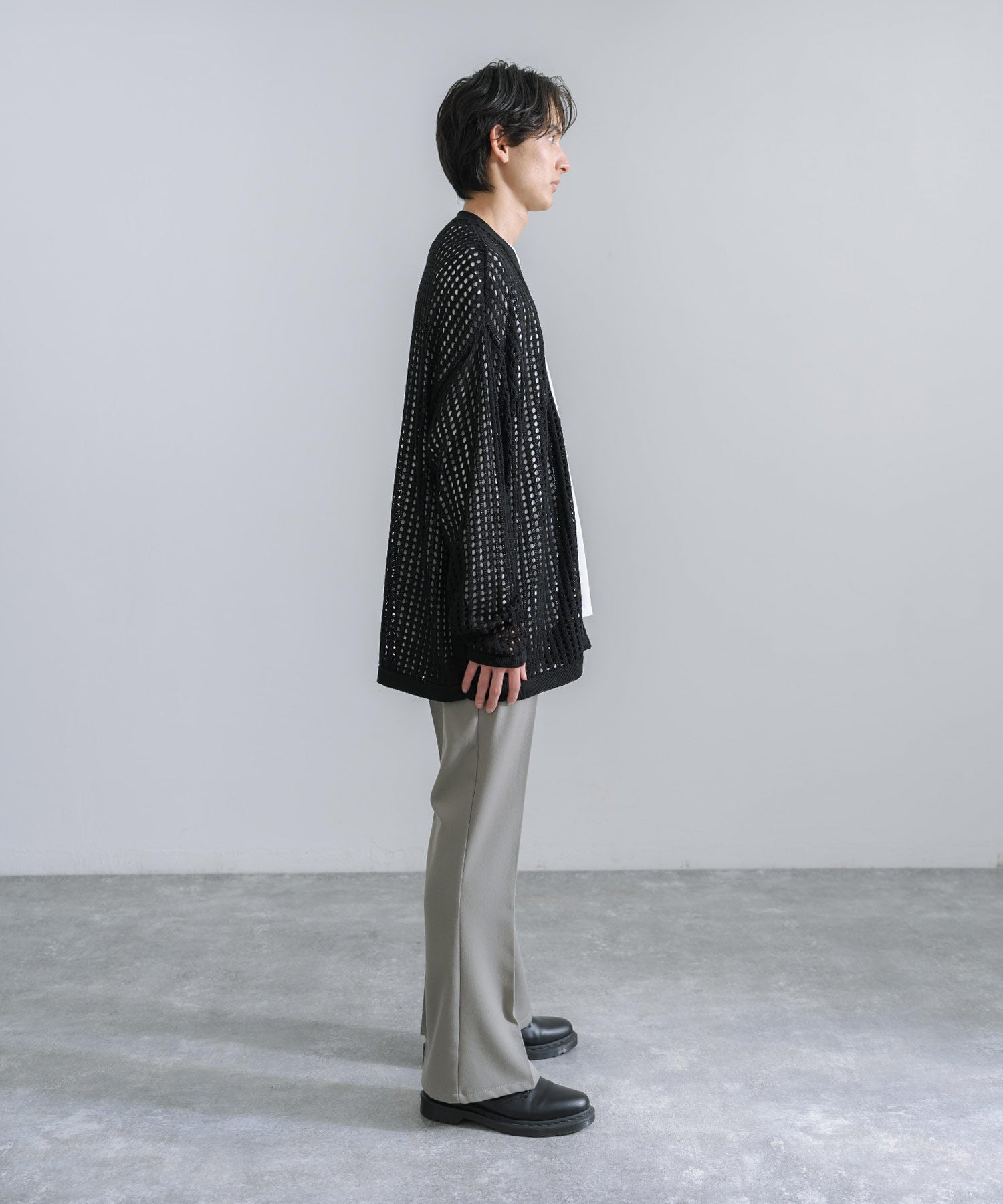 Rocky Monroe Cardigan Mesh Knit V-Neck Men’s Women’s Simple Casual Linen Touch Linen-Like Plain Summer Knit Big Silhouette Oversized
