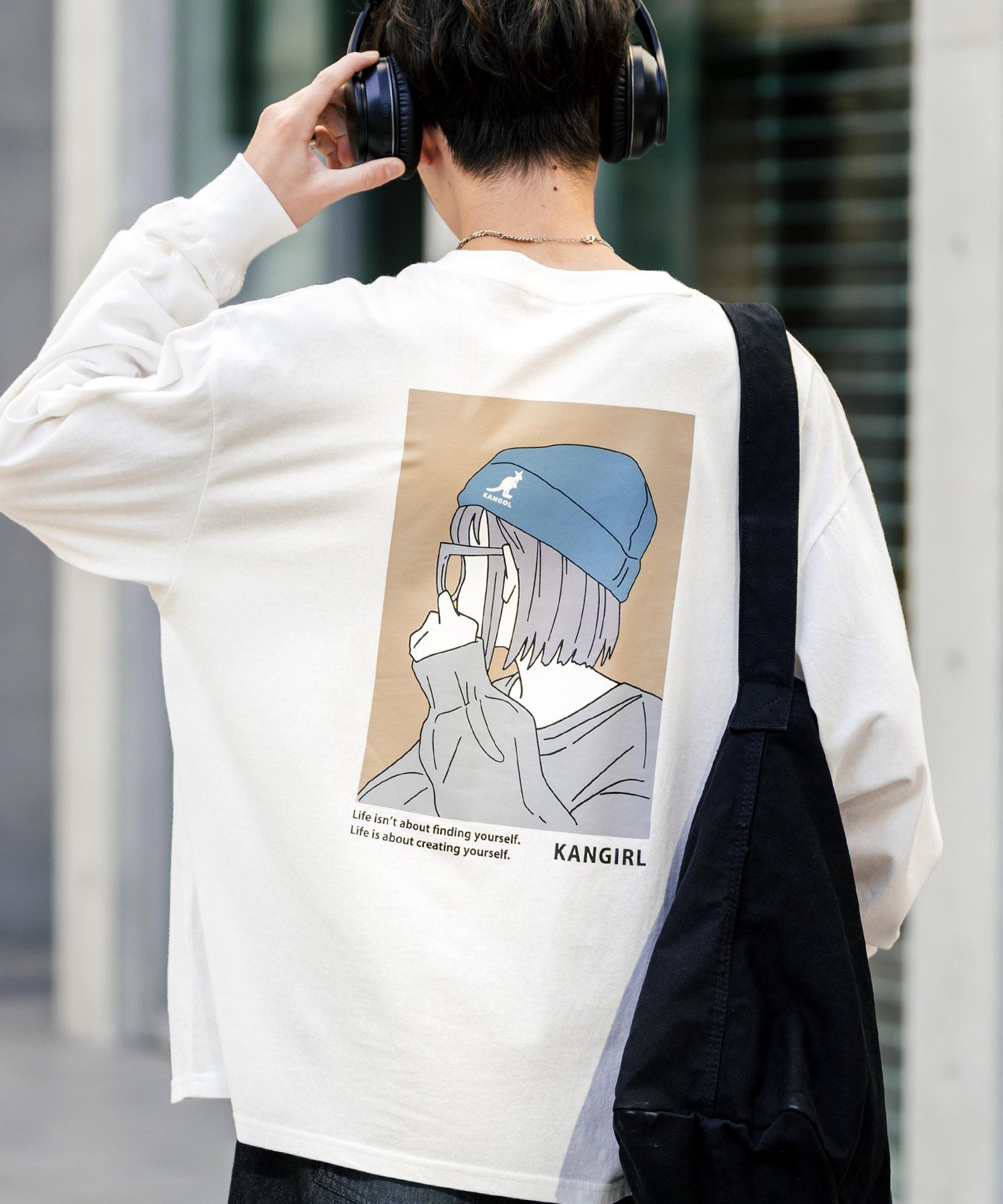 ロッキーモンロー Rocky Monroe KANGOL カンゴール Tシャツ 長袖 バックプリント メンズ レディース カンガール カットソー イラスト オーバーサイズ ビッグシルエット リラックス ゆ