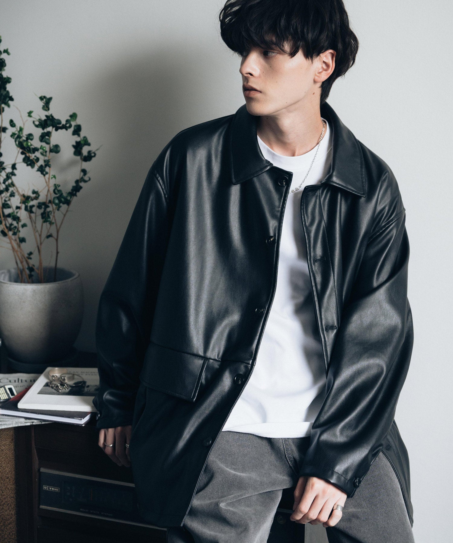 ロッキーモンロー Rocky Monroe カーコート ミドル丈 アウター メンズ レディース レザージャケット ライダース 革ジャン 合成皮革 PU ヴィーガンレザー マット オーバーサイズ 13763 （ブラウン） ブラウン