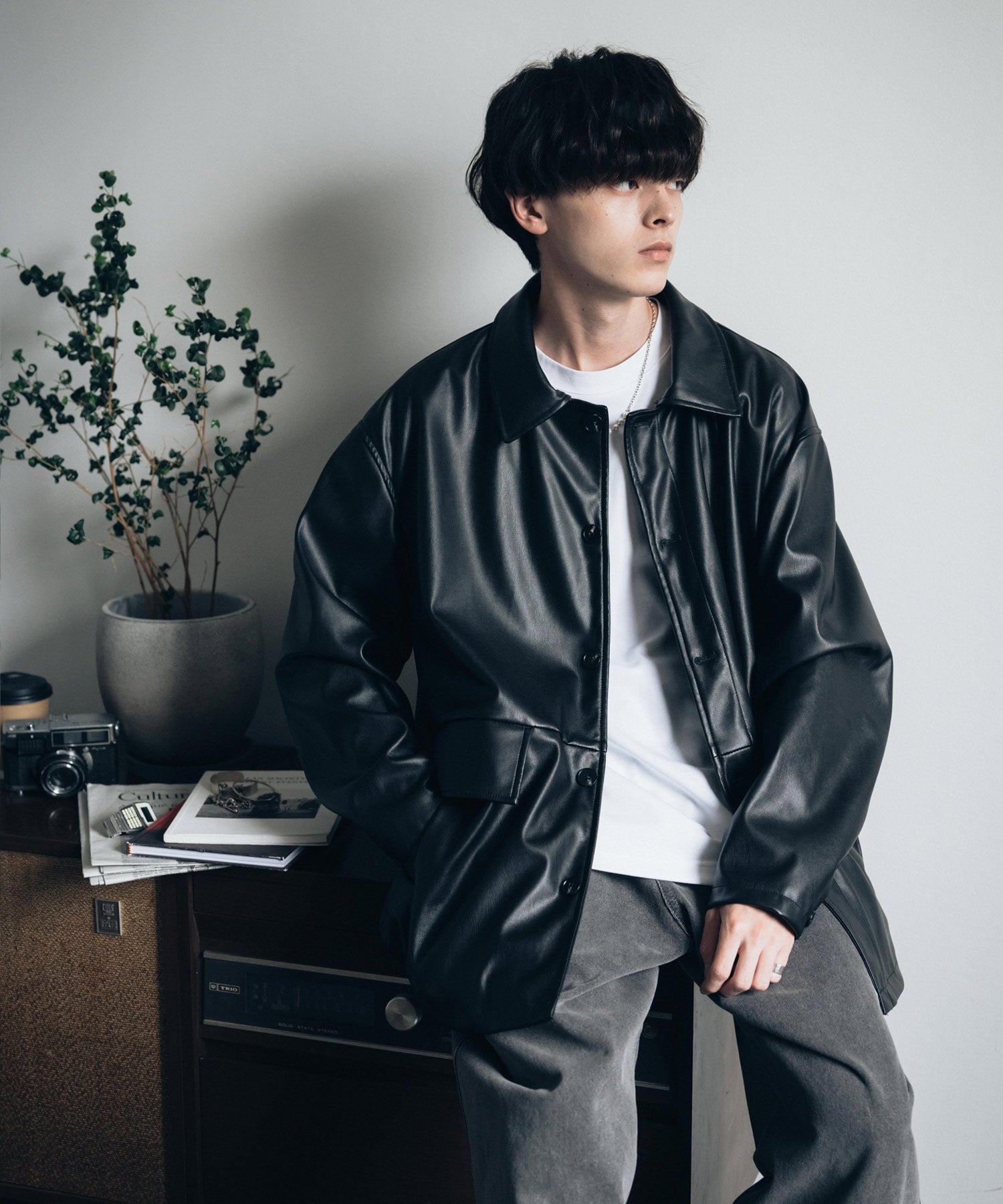 ロッキーモンロー Rocky Monroe カーコート ミドル丈 アウター メンズ レディース レザージャケット ライダース 革ジャン 合成皮革 PU ヴィーガンレザー マット オーバーサイズ 13763 （ブラウン） ブラウン