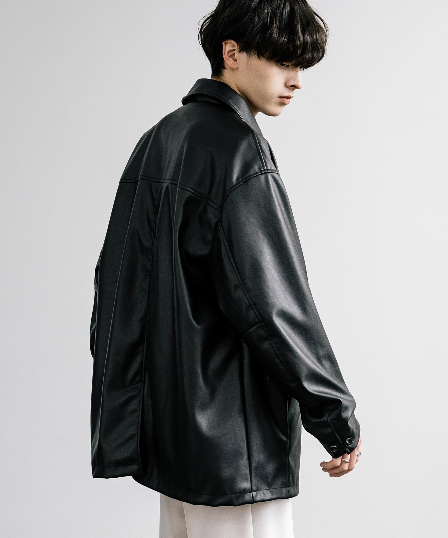 ロッキーモンロー Rocky Monroe カーコート ミドル丈 アウター メンズ レディース レザージャケット ライダース 革ジャン 合成皮革 PU ヴィーガンレザー マット オーバーサイズ 13763 （ブラウン） ブラウン