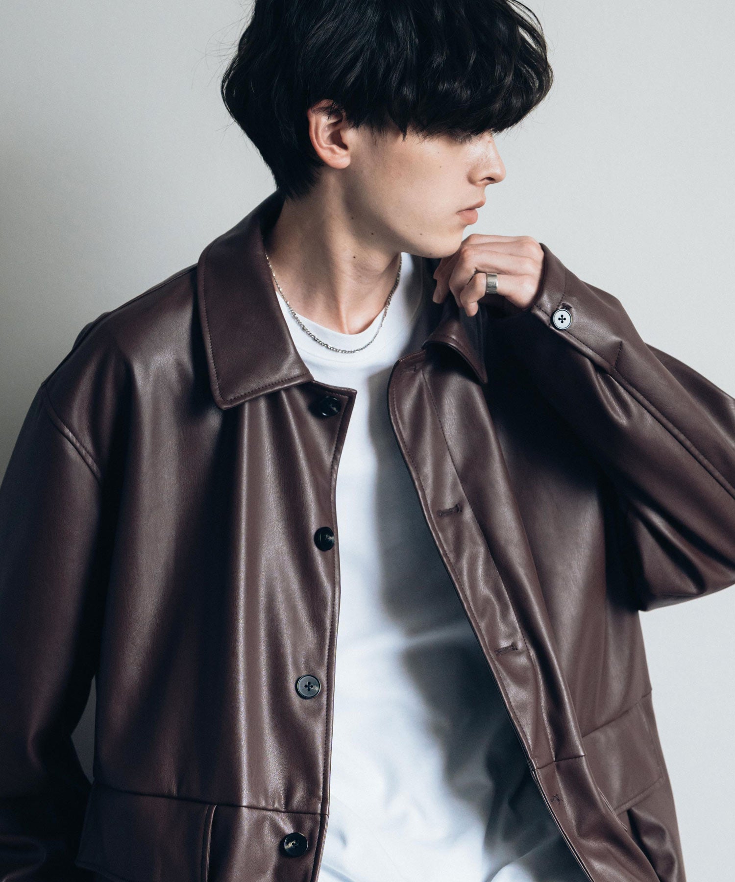 ロッキーモンロー Rocky Monroe カーコート ミドル丈 アウター メンズ レディース レザージャケット ライダース 革ジャン 合成皮革 PU ヴィーガンレザー マット オーバーサイズ 13763 （ブラウン） ブラウン