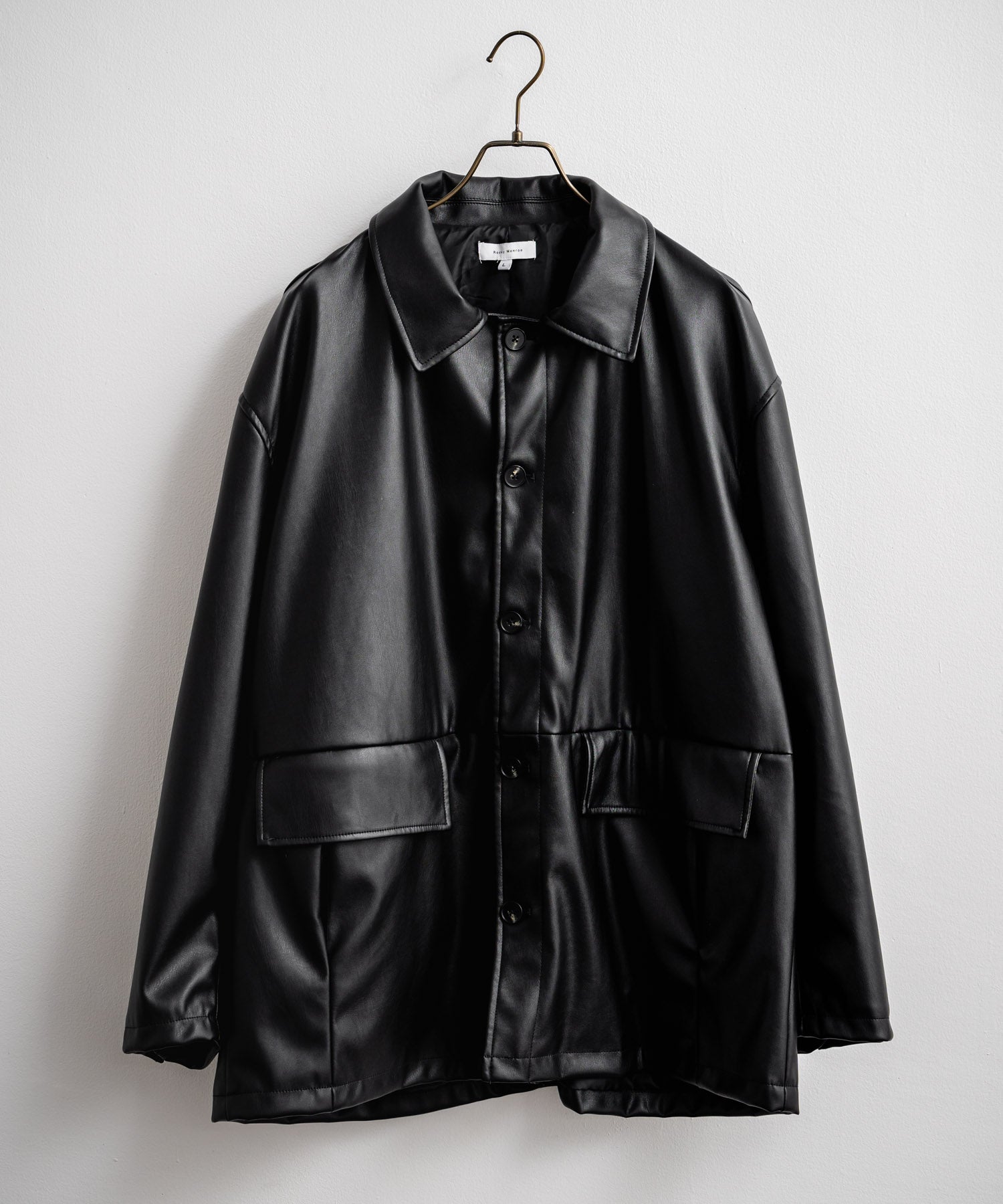 ロッキーモンロー Rocky Monroe カーコート ミドル丈 アウター メンズ レディース レザージャケット ライダース 革ジャン 合成皮革 PU ヴィーガンレザー マット オーバーサイズ 13763 （ブラウン） ブラウン