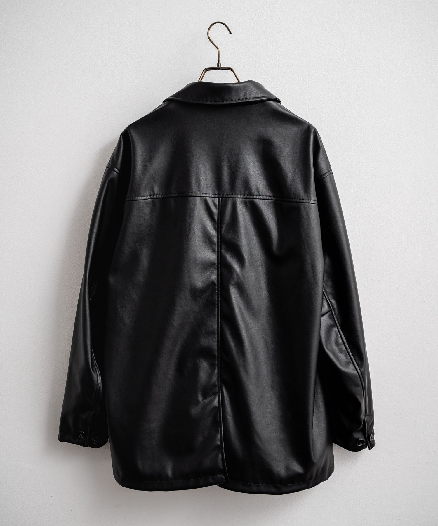 ロッキーモンロー Rocky Monroe カーコート ミドル丈 アウター メンズ レディース レザージャケット ライダース 革ジャン 合成皮革 PU ヴィーガンレザー マット オーバーサイズ 13763 （ブラウン） ブラウン