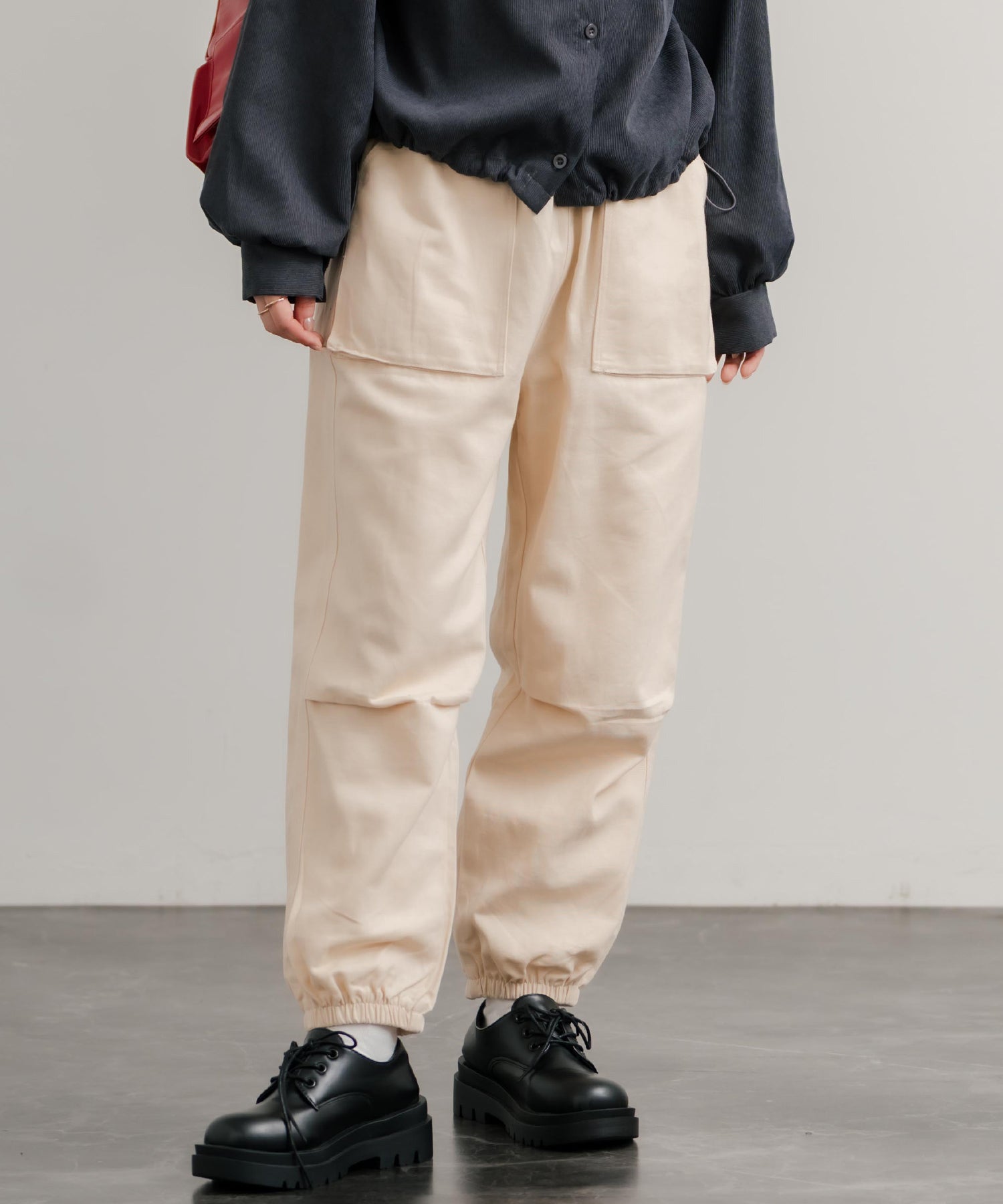 ロッキーモンロー Rocky Monroe ジョガーパンツ ベイカーパンツ イージー レディース ワイド テーパード ワーク 無地 リラックス ルーズ ゆったり ウエストゴム アウトドア 14818 （オリーブ） オリーブ