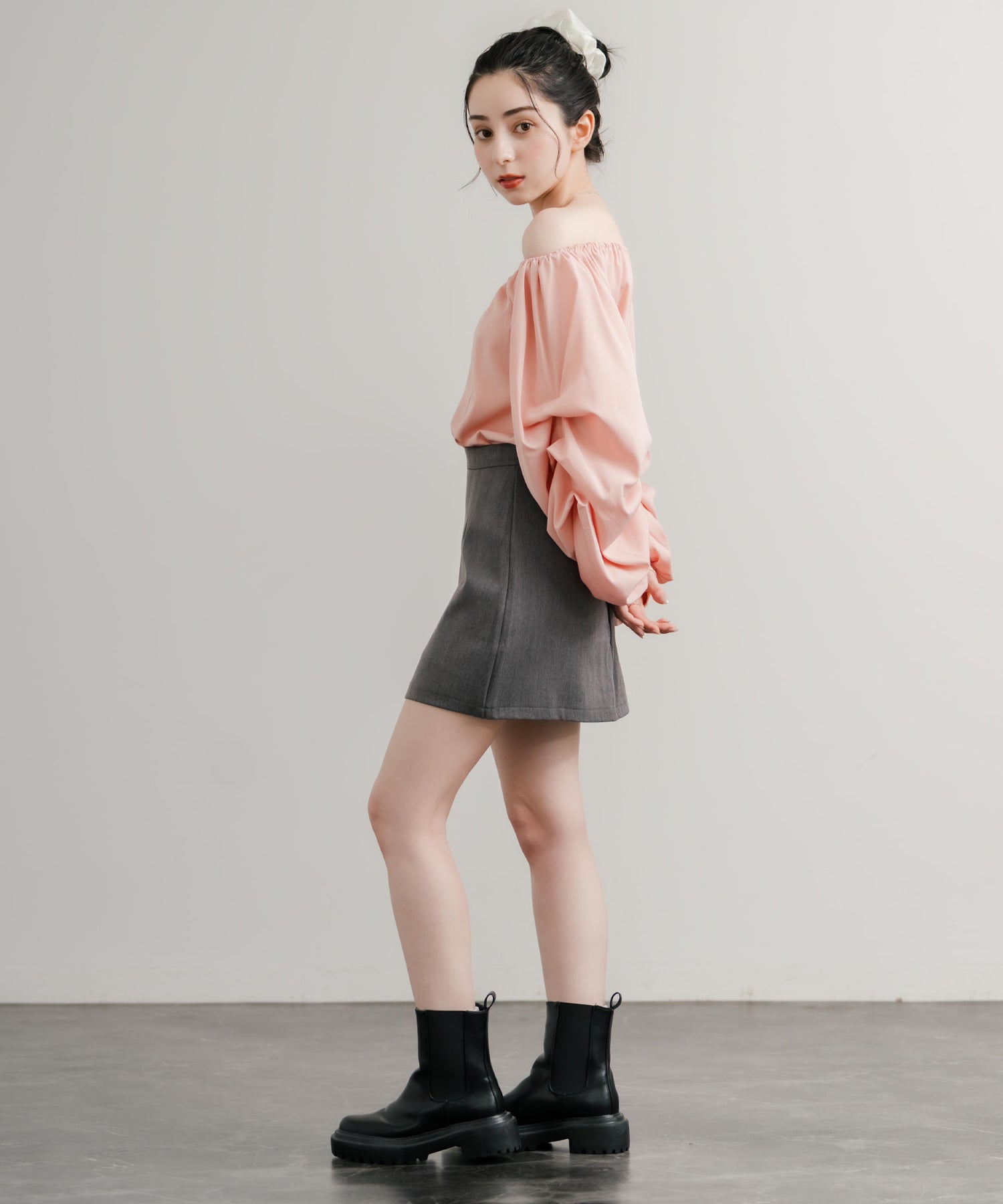 ロッキーモンロー Rocky Monroe ミニスカート ショート 膝上 レディース インパン Aライン 台形 無地 インナーパンツ付き ペチパンツ 韓国 カジュアル ガーリー きれいめ 14921 （チャコール） チャコール