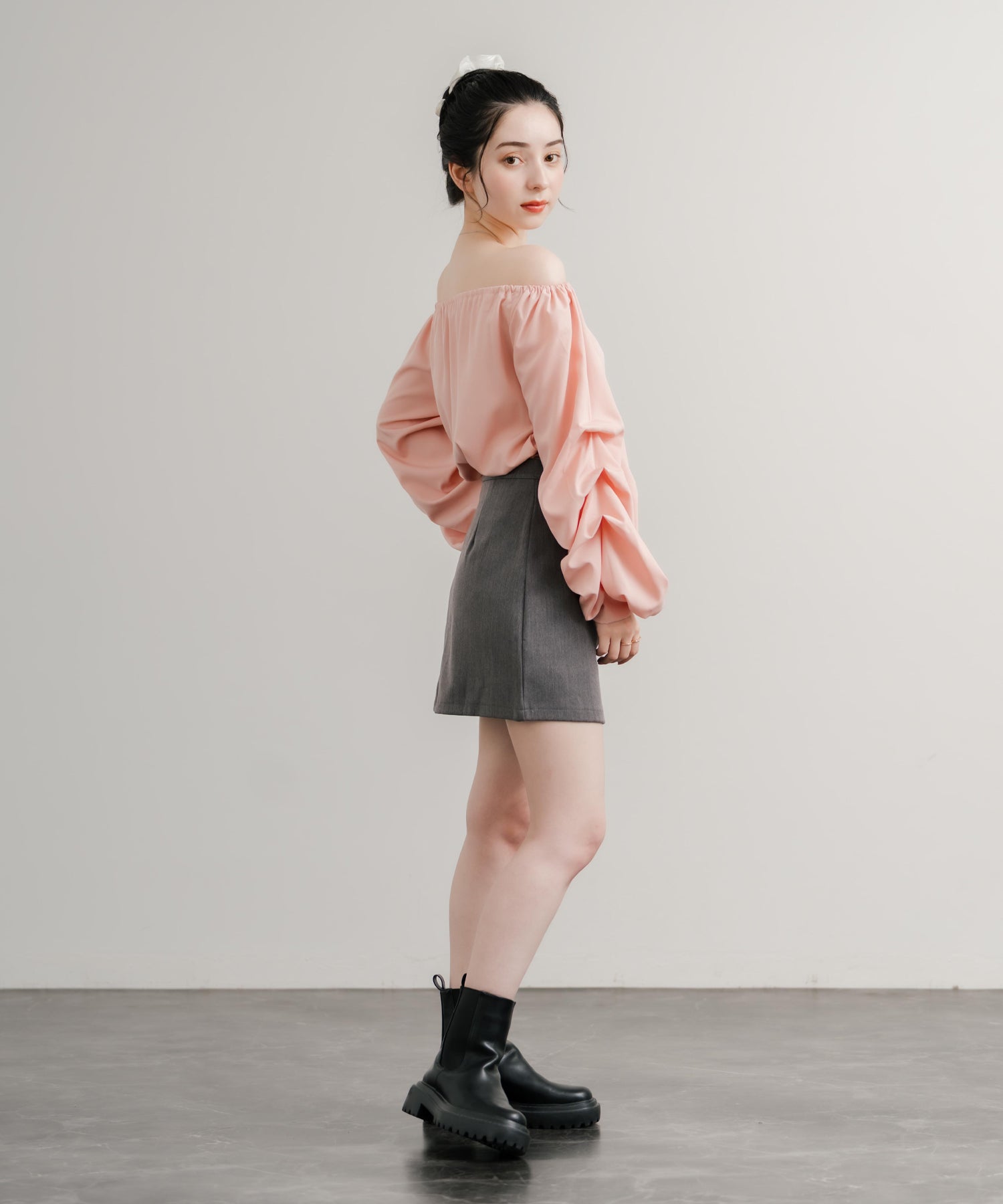 ロッキーモンロー Rocky Monroe ミニスカート ショート 膝上 レディース インパン Aライン 台形 無地 インナーパンツ付き ペチパンツ 韓国 カジュアル ガーリー きれいめ 14921 （チャコール） チャコール