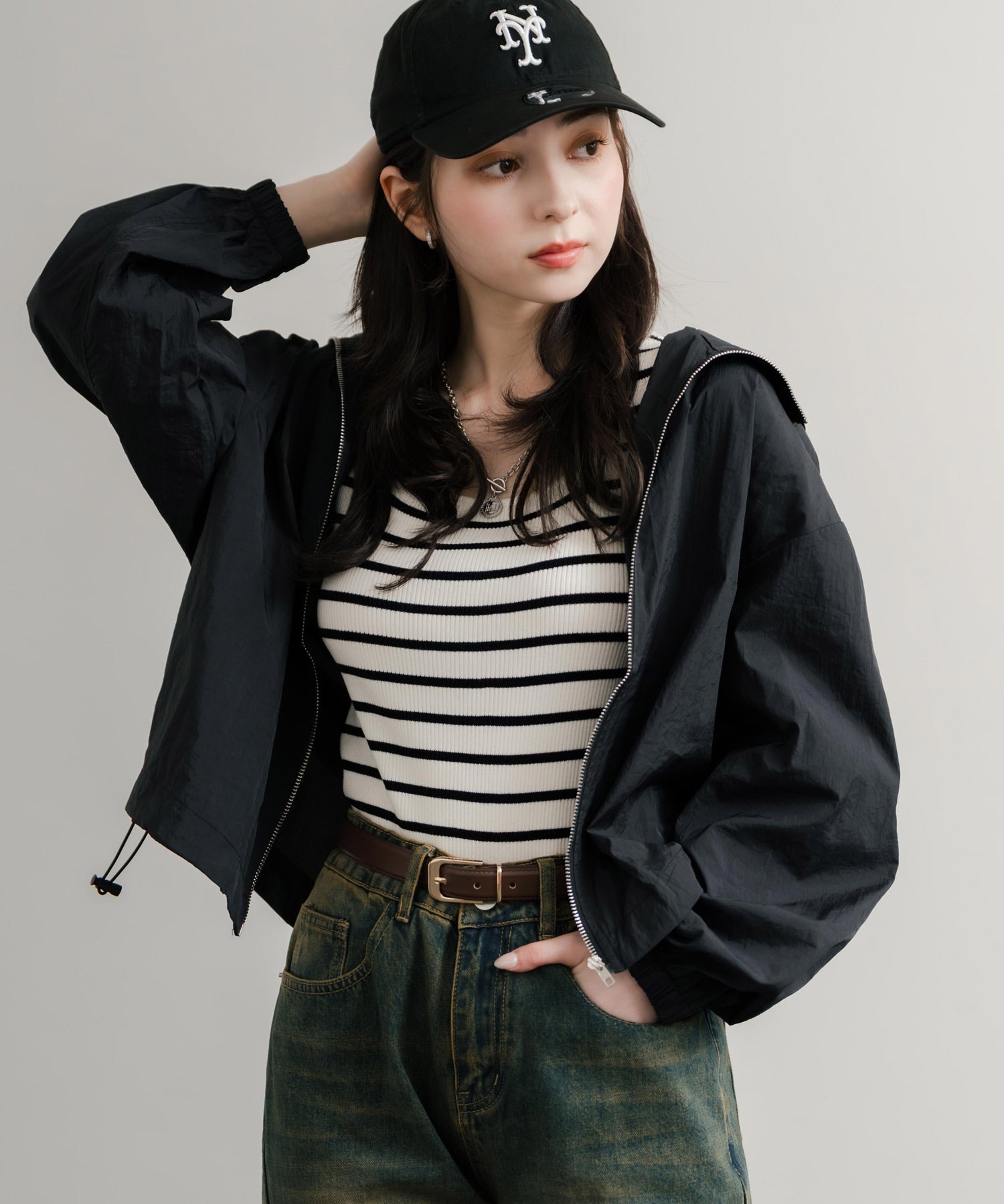 ロッキーモンロー Rocky Monroe フードジャケット マウンテンパーカー ショートブルゾン レディース マンパ ライトアウター ナイロンテック ウインドブレーカー ワッシャー加工 14811 （ホワイト） ホワイト