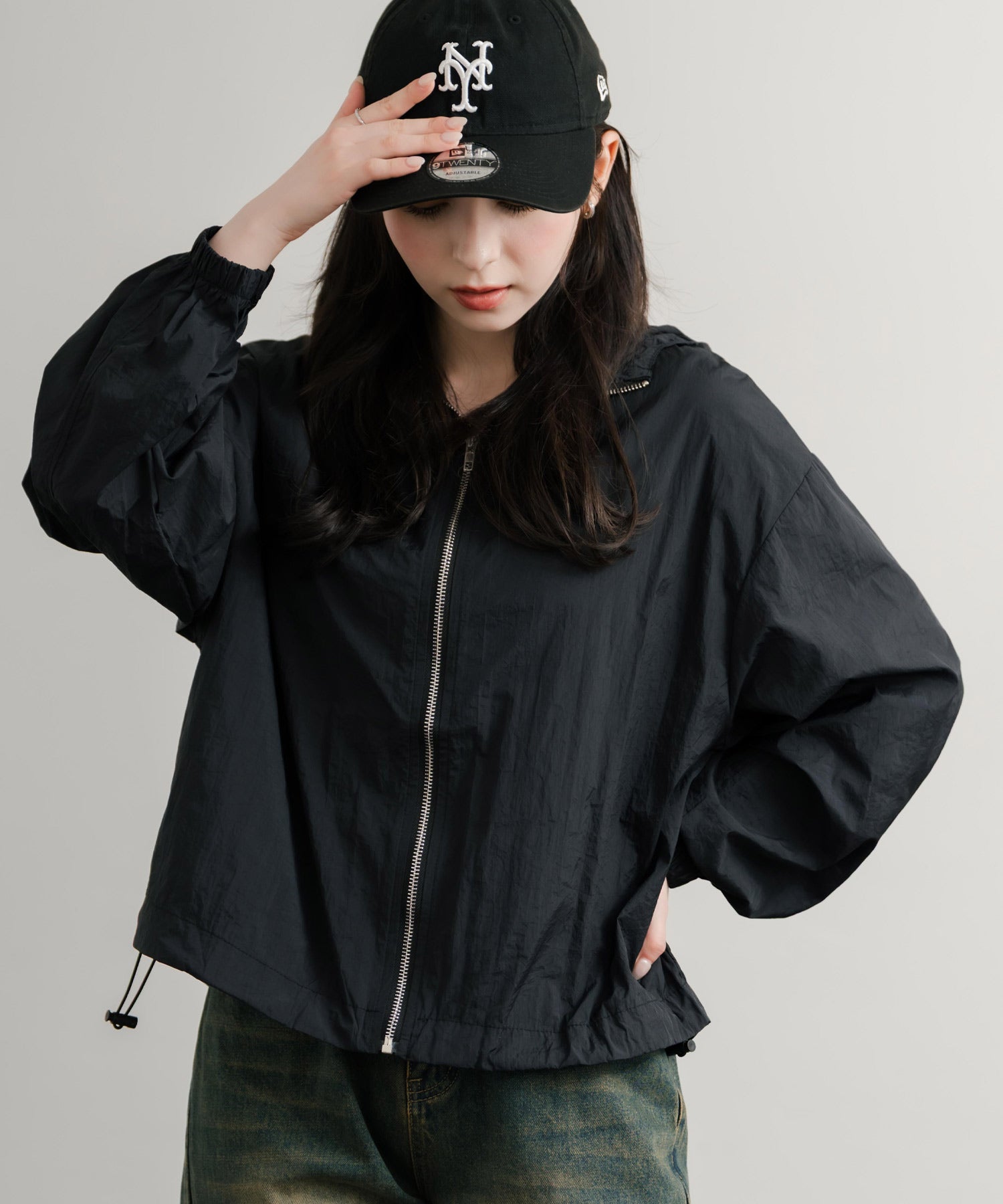 ロッキーモンロー Rocky Monroe フードジャケット マウンテンパーカー ショートブルゾン レディース マンパ ライトアウター ナイロンテック ウインドブレーカー ワッシャー加工 14811 （ホワイト） ホワイト