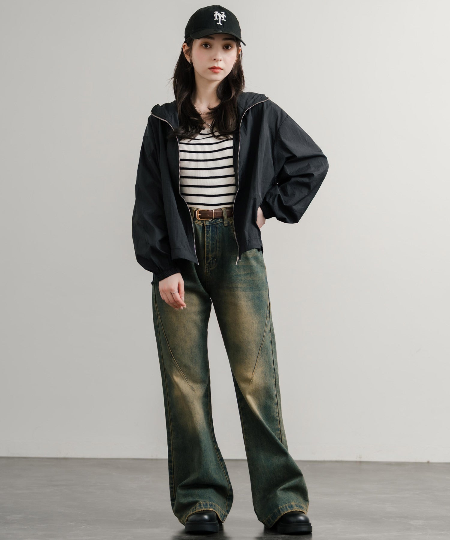 ロッキーモンロー Rocky Monroe フードジャケット マウンテンパーカー ショートブルゾン レディース マンパ ライトアウター ナイロンテック ウインドブレーカー ワッシャー加工 14811 （ホワイト） ホワイト