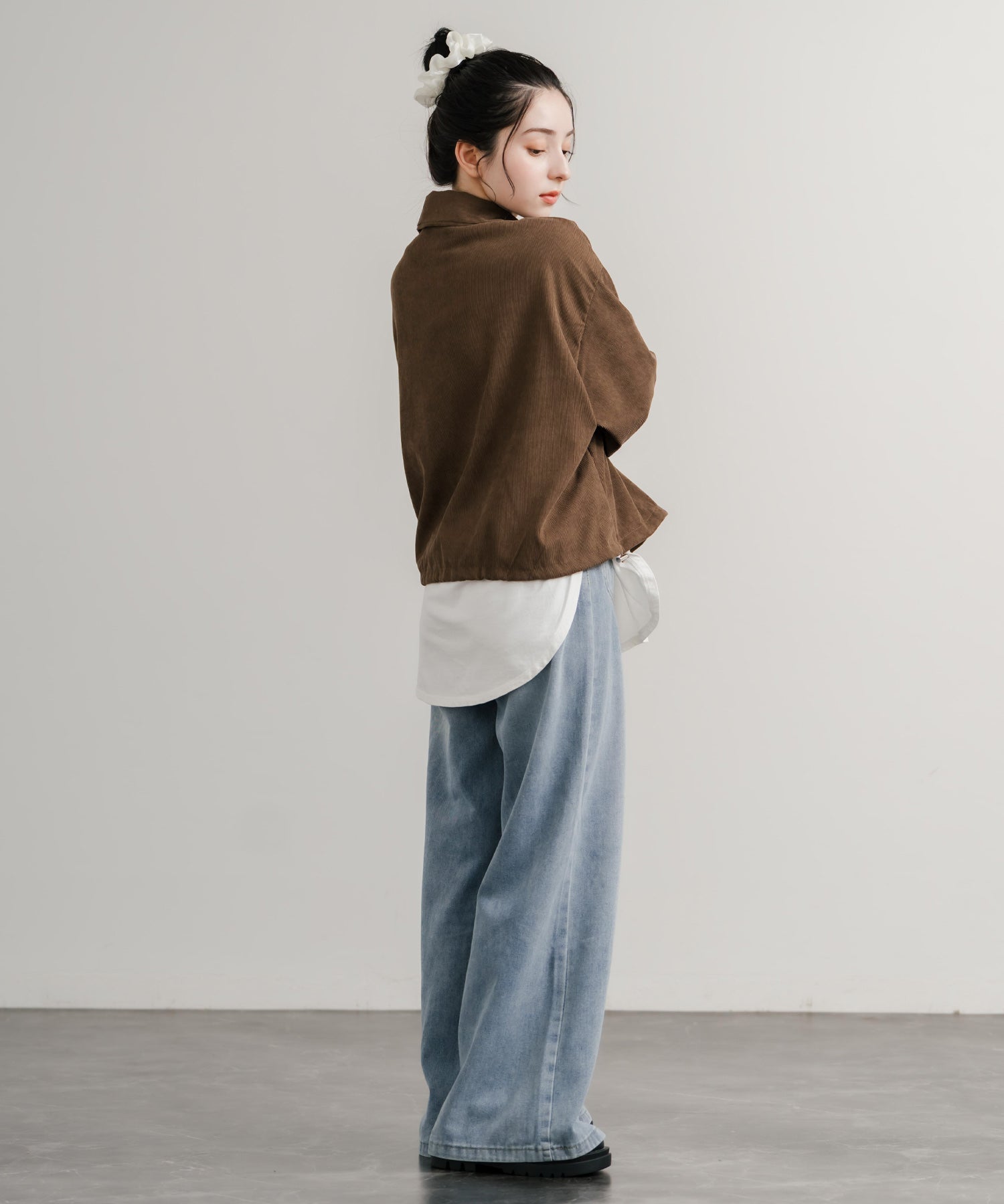ロッキーモンロー Rocky Monroe シャツジャケット ショート丈 レディース ライトアウター ブルゾン 短丈 無地 コーデュロイ ルーズ リラックス ゆったり シンプル アメカジ 14812 （グレー） グレー