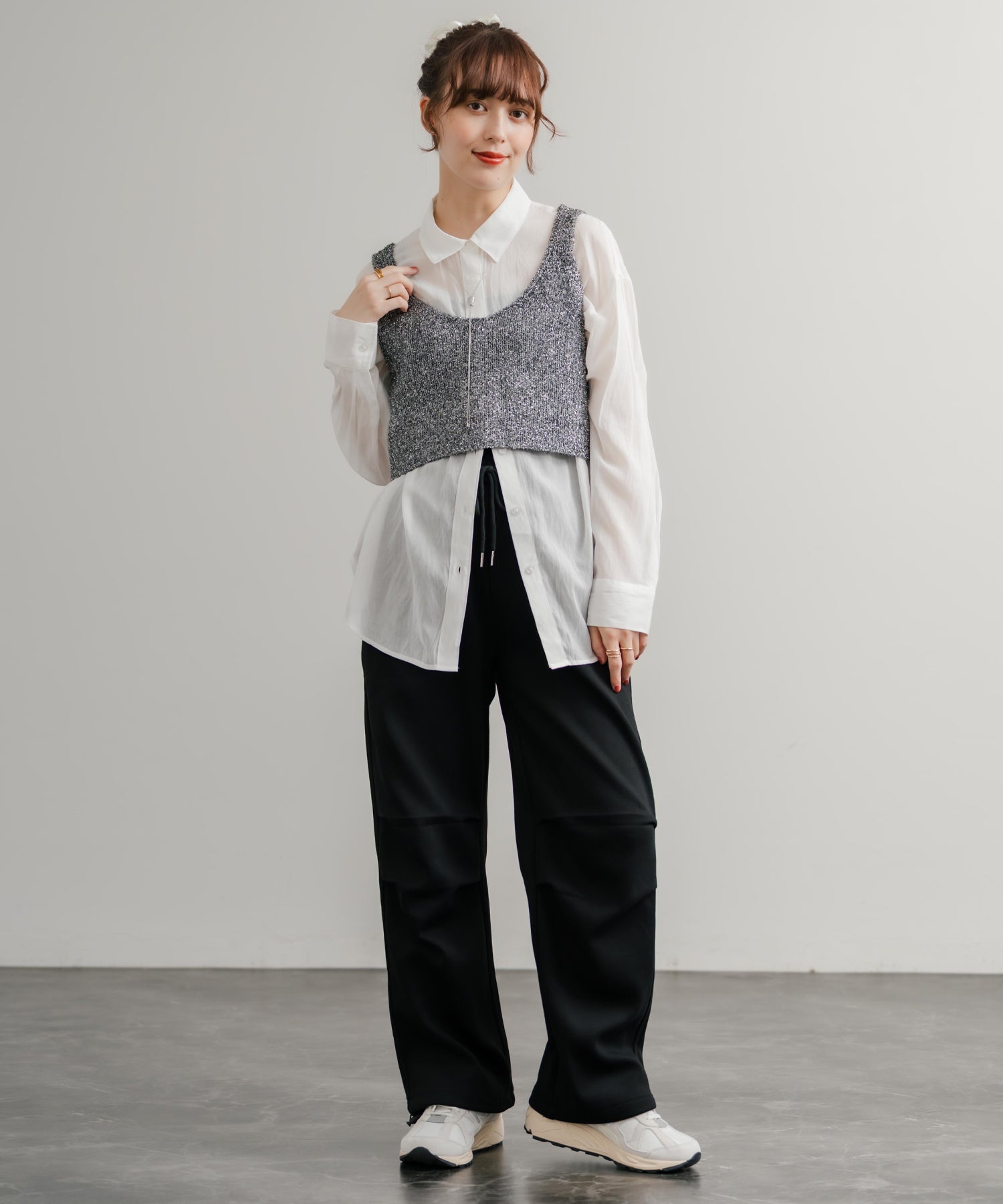 ロッキーモンロー Rocky Monroe スウェットパンツ パラシュート イージー ワイド レディース 膝タック ドレープ 無地 ウエストゴム ハイウエスト 韓国 Y2K スポーティー 14922 （L.グレー） L.グレー
