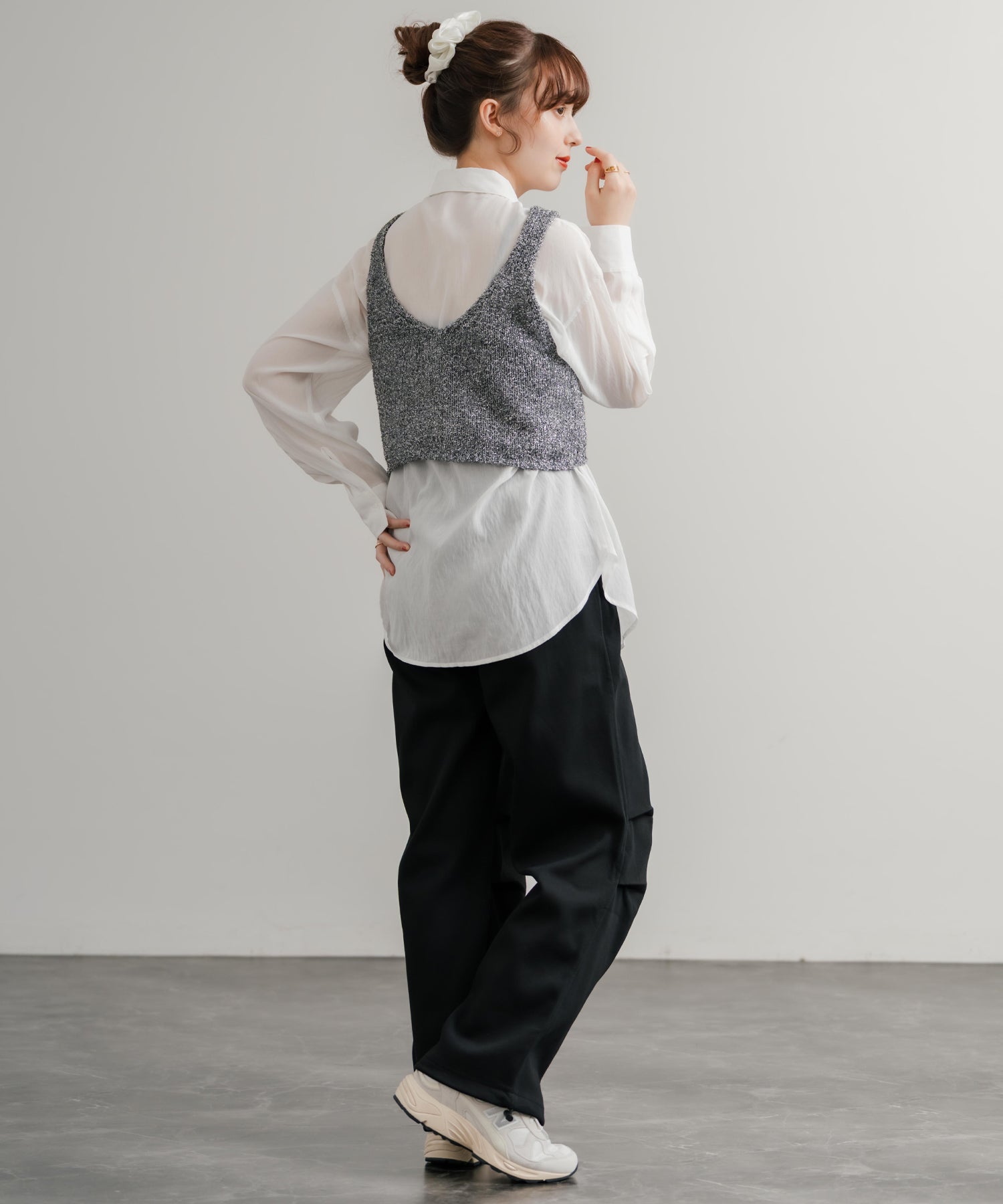 ロッキーモンロー Rocky Monroe スウェットパンツ パラシュート イージー ワイド レディース 膝タック ドレープ 無地 ウエストゴム ハイウエスト 韓国 Y2K スポーティー 14922 （L.グレー） L.グレー