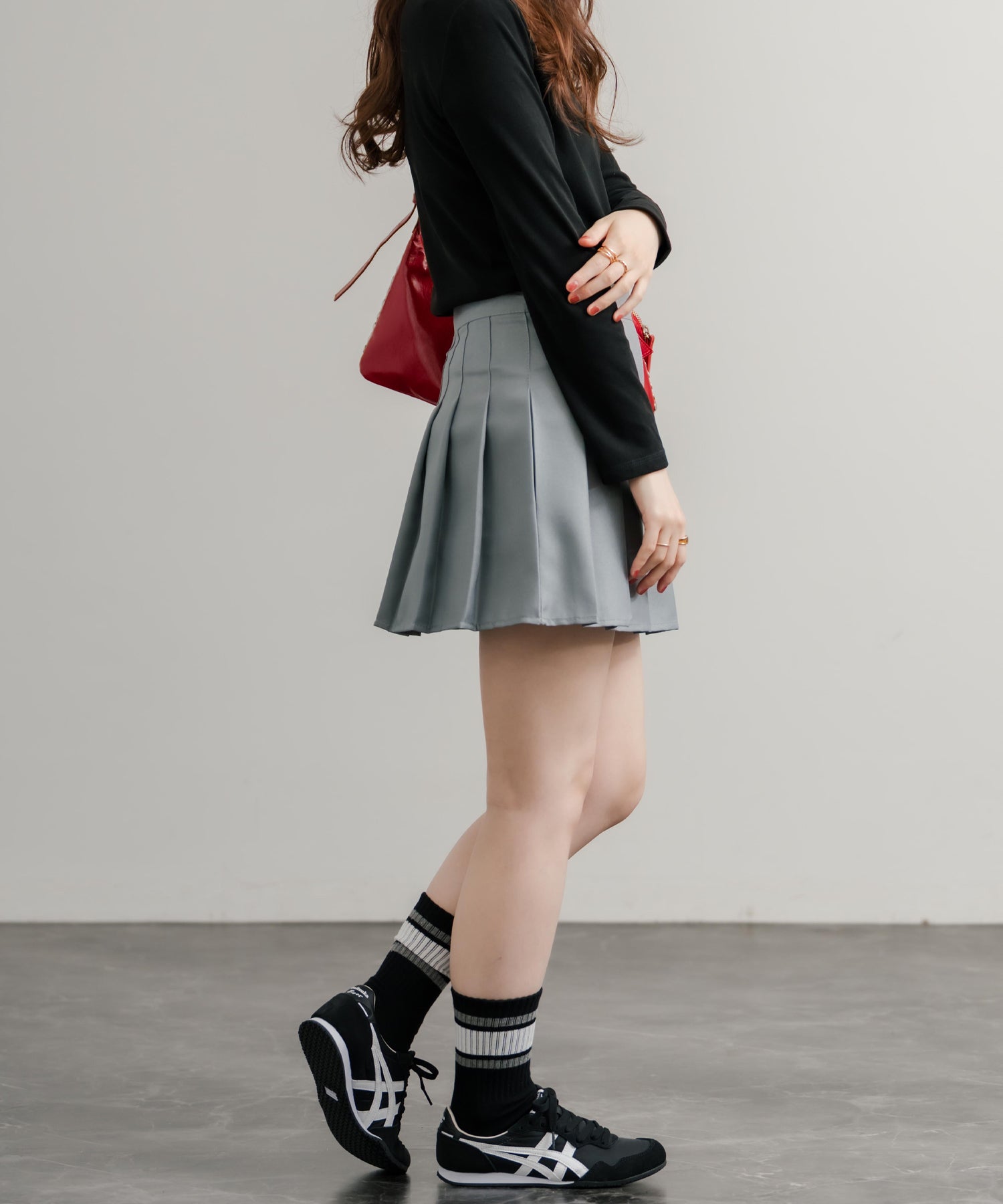 ロッキーモンロー Rocky Monroe プリーツスカート ミニ レディース ショート丈 膝上 Aライン チラ見え防止パンツ付き インナー付き ペチパンツ サイドファスナー 韓国 衣装 14953 （ブラック） ブラック