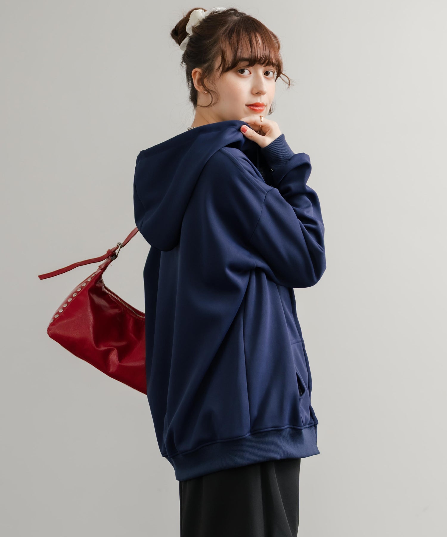 ロッキーモンロー Rocky Monroe パーカー フルジップ レディース トップス 無地 フーディー オーバーサイズ ルーズ リラックス ルームウェア ライトアウター 羽織り シンプル 14920 （ネイビー） ネイビー