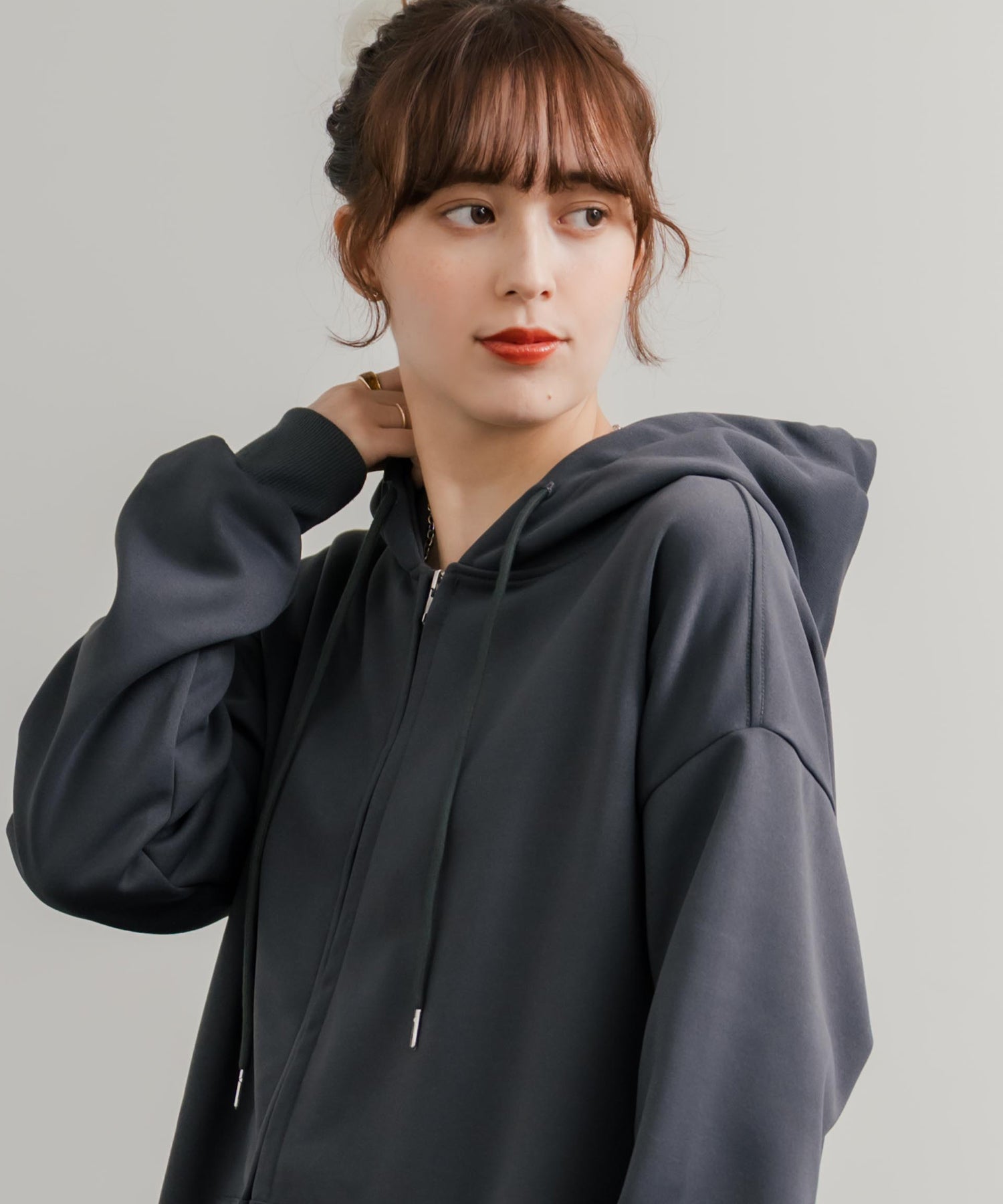 ロッキーモンロー Rocky Monroe パーカー フルジップ レディース トップス 無地 フーディー オーバーサイズ ルーズ リラックス ルームウェア ライトアウター 羽織り シンプル 14920 （ネイビー） ネイビー