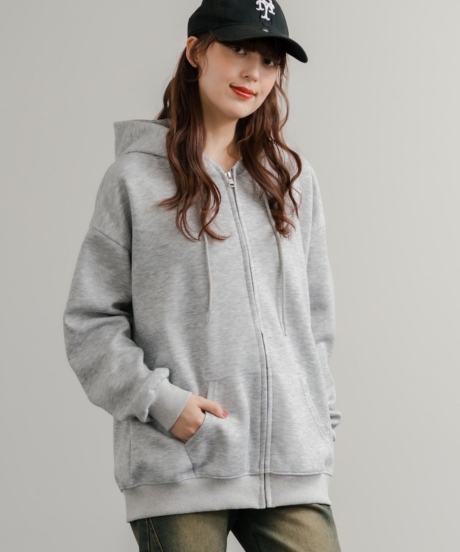 ロッキーモンロー Rocky Monroe パーカー フルジップ レディース トップス 無地 フーディー オーバーサイズ ルーズ リラックス ルームウェア ライトアウター 羽織り シンプル 14920 （ネイビー） ネイビー