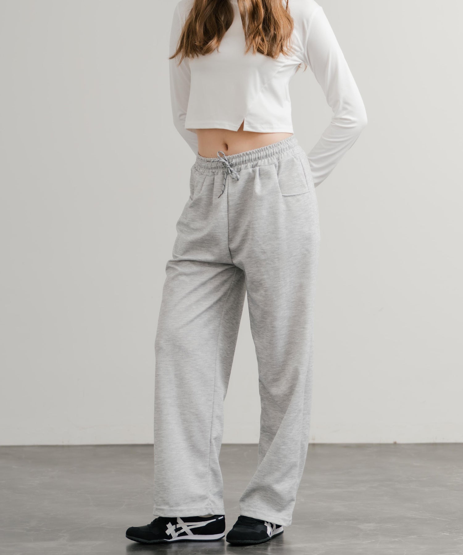 ロッキーモンロー Rocky Monroe スウェットパンツ イージー ワイド ルーズシルエット レディース ストレート 無地 ウエストゴム シンプル 韓国 Y2K スポーティー 部屋着 14918 （ホワイト） ホワイト