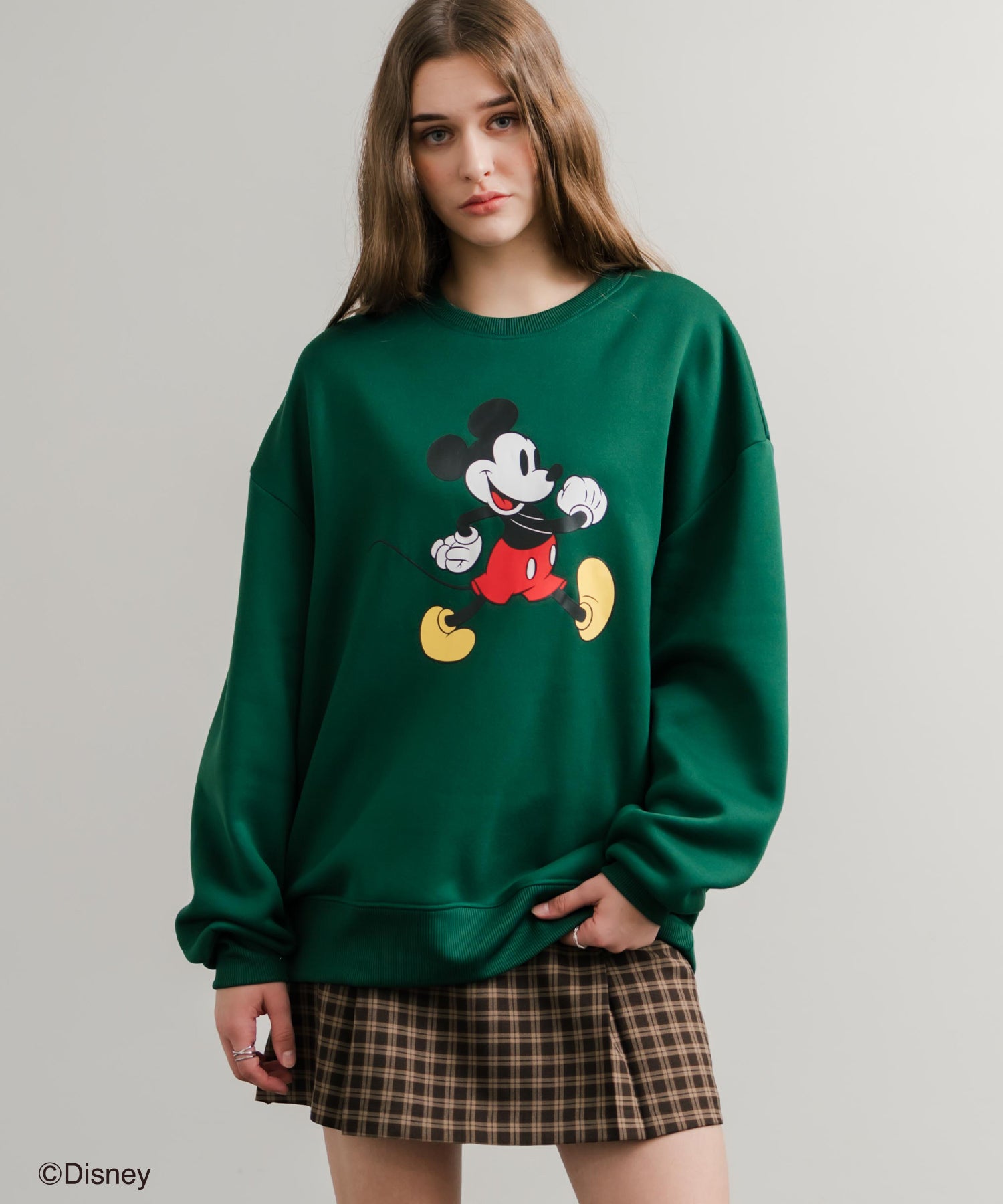 ロッキーモンロー Rocky Monroe DISNEY ディズニー ミッキーマウス スウェット トレーナー レディース メンズ 裏起毛 プリント キャラクター オーバーサイズ リラックス 14939 （B.D/グリーン） B.D/グリーン