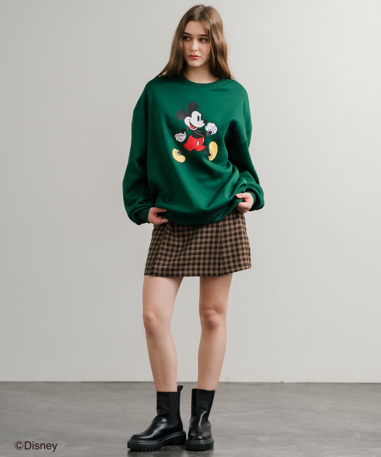 ロッキーモンロー Rocky Monroe DISNEY ディズニー ミッキーマウス スウェット トレーナー レディース メンズ 裏起毛 プリント キャラクター オーバーサイズ リラックス 14939 （B.D/グリーン） B.D/グリーン