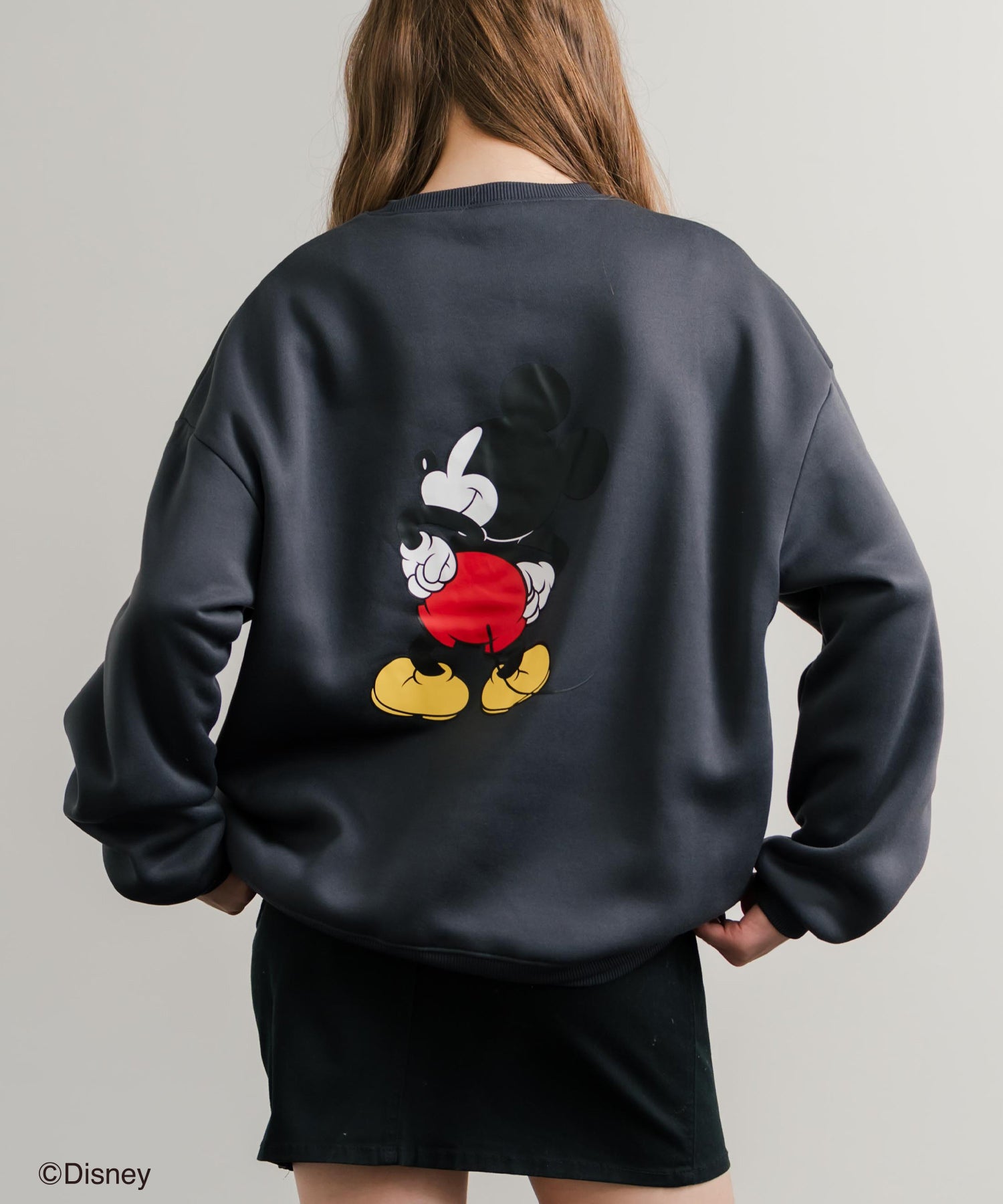 ロッキーモンロー Rocky Monroe DISNEY ディズニー ミッキーマウス スウェット トレーナー レディース メンズ 裏起毛 プリント キャラクター オーバーサイズ リラックス 14939 （C.チャコール） C.チャコール