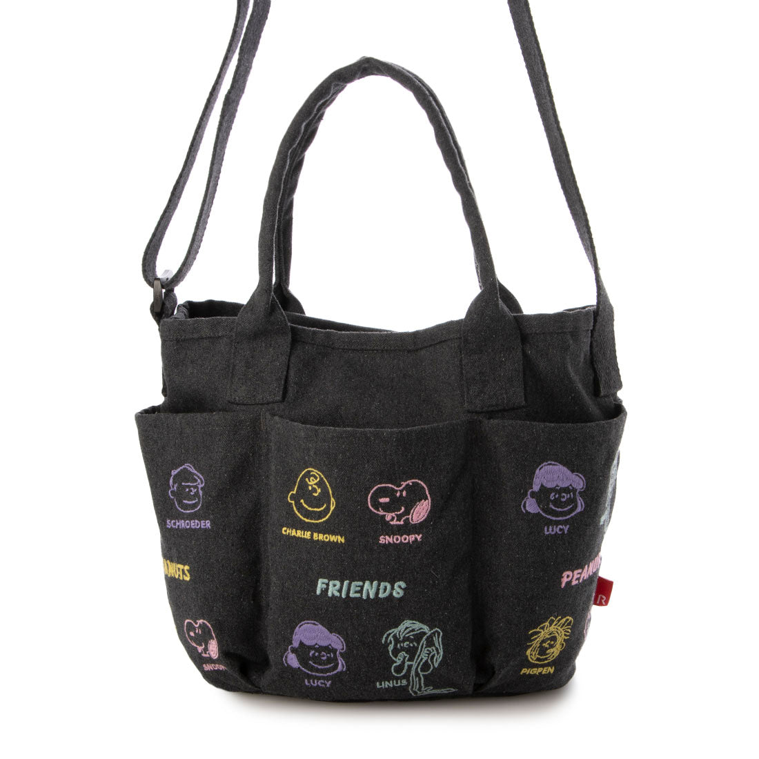 ルートート ROOTOTE スヌーピー 刺繍 ショルダー付 小さめ トートバッグ IP．デリ．ポケッツ．ピーナッツー0C 8421 （02 ダークグレー） 02 ダークグレー