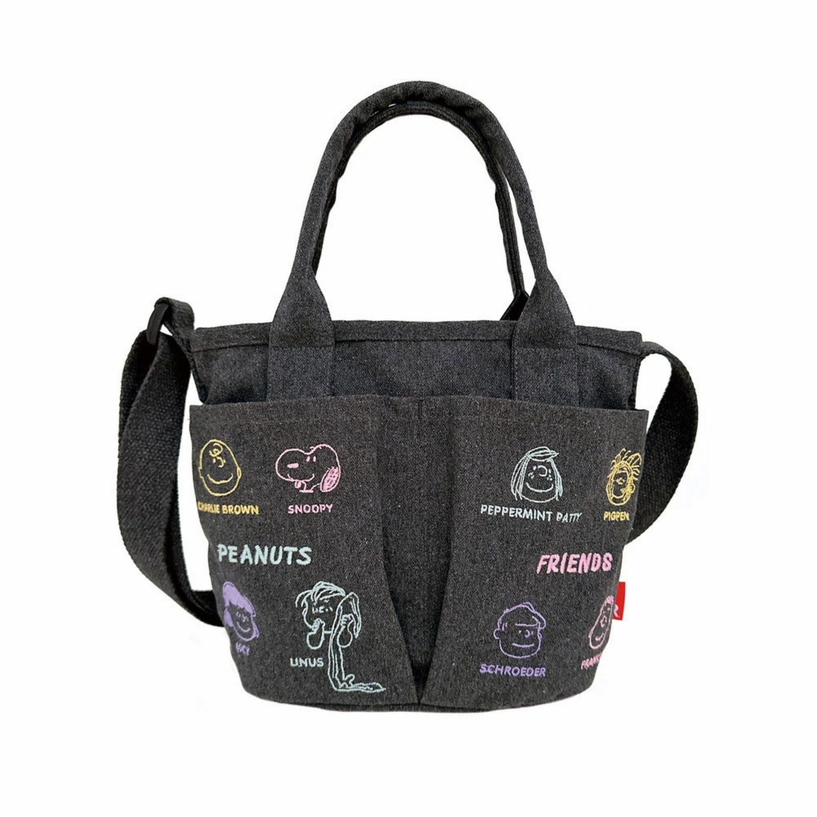 ルートート ROOTOTE スヌーピー 刺繍 ショルダー付 ミニ トートバッグ IP．ベビールー．ポケッツ．ピーナッツー0C 8422 （02 ダークグレー） 02 ダークグレー